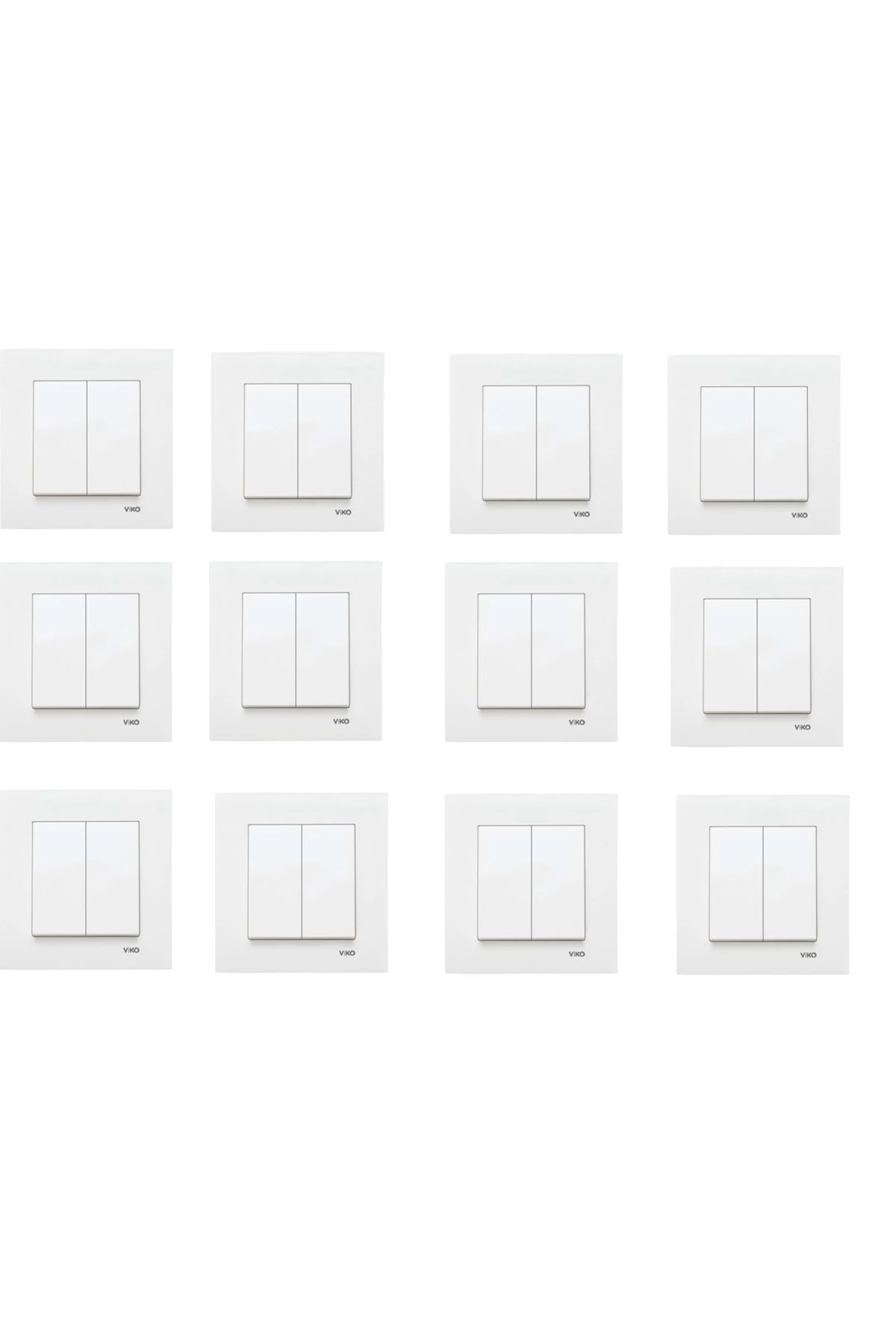 Viko Karre Ikili Beyaz Renk Komütatör Anahtar 12 Adet - Çerçeveli