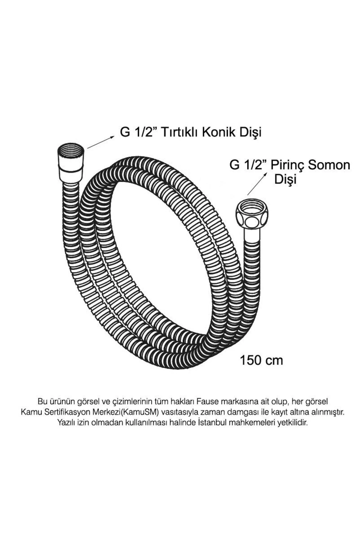 Çelik Kromlu Duş Hortumu 150 Cm Pirinç Somon Altın Kdh101-g