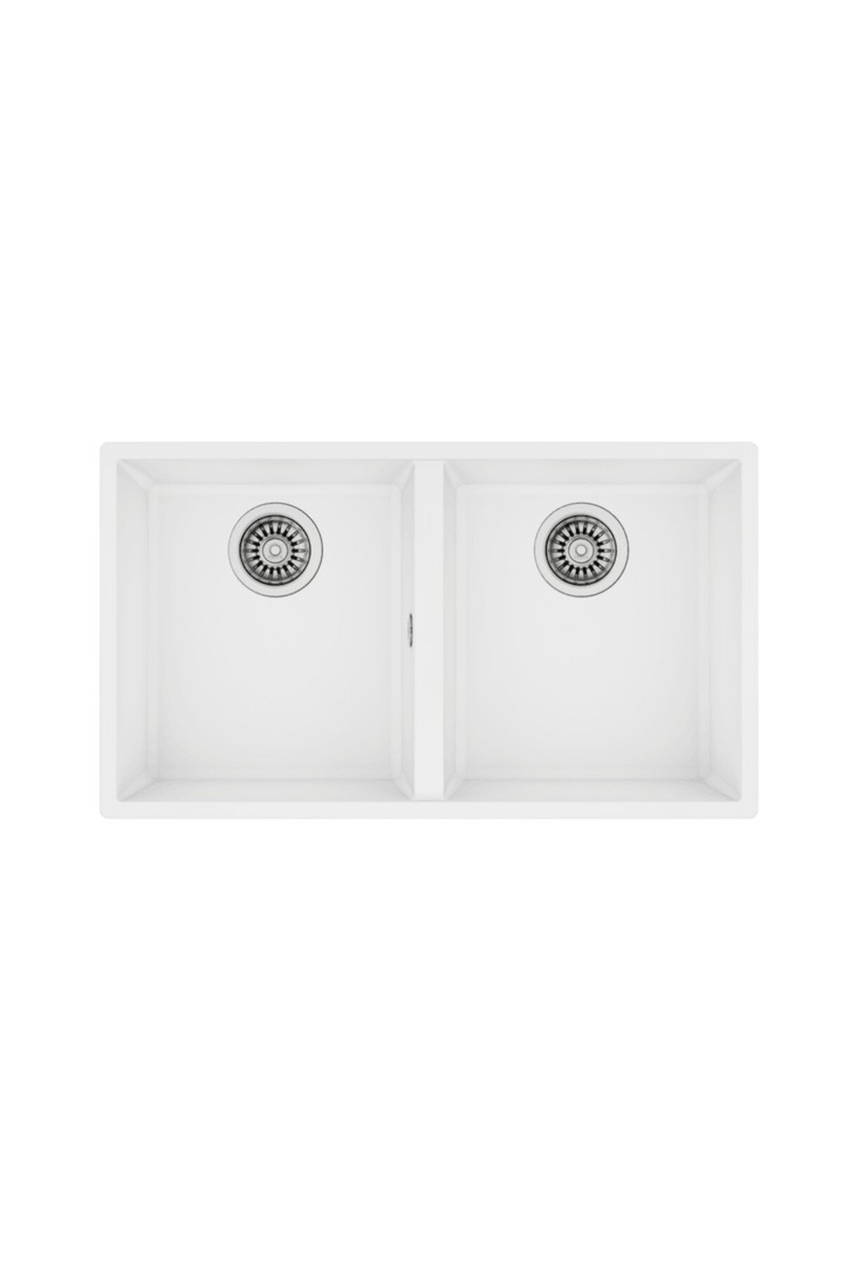 Square 2b 760 Tg Beyaz Çift Hazneli Tezgah Altı Granit Evye