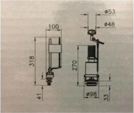Klozet Iç Takım Seti Basmalı Tek Kademeli Alttan Girişli