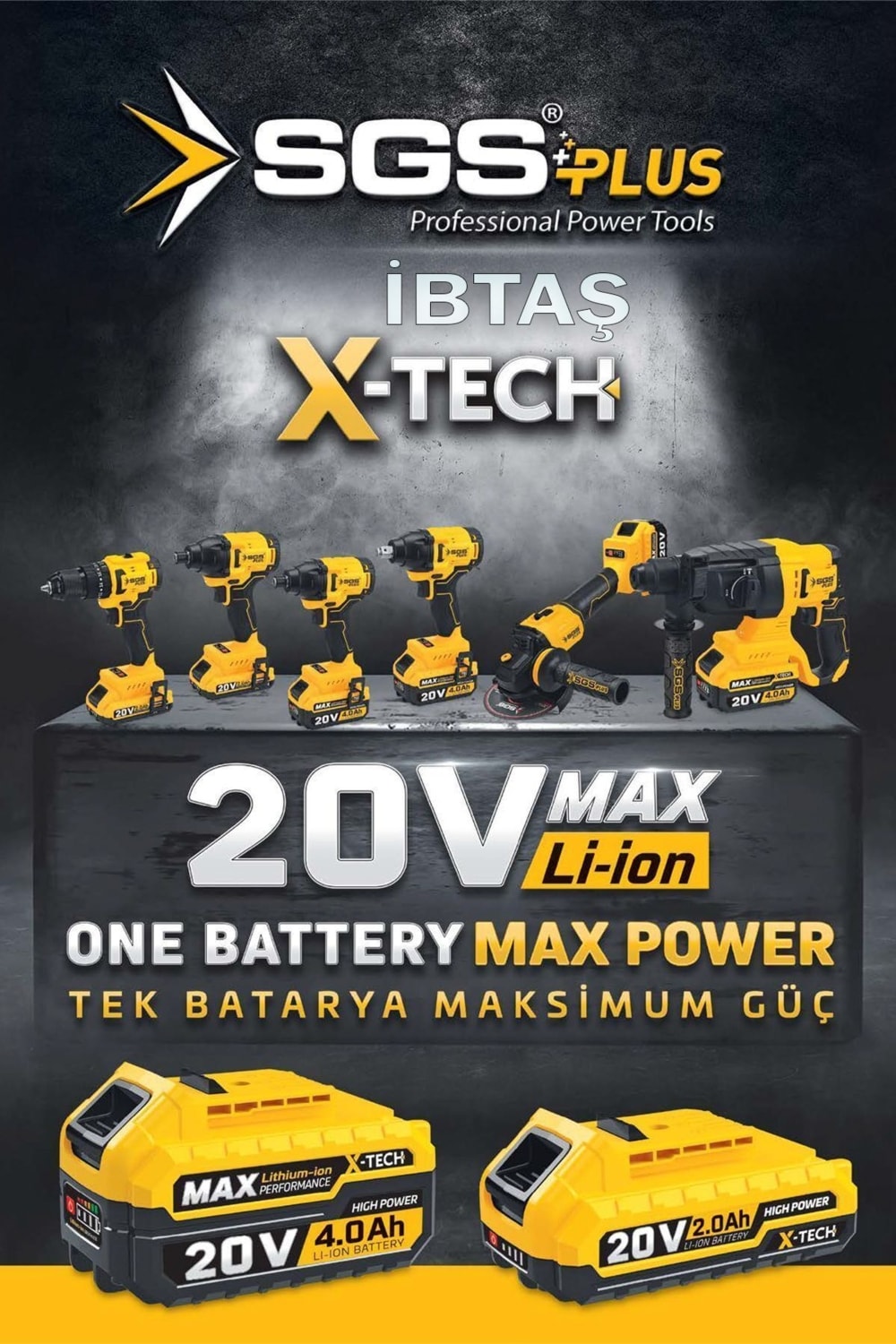 SGS 5498 - 20 Volt 4 Amper Yedek Akü Batarya ( Plus 4 Amper Akülü Aletlere Uyumludur)