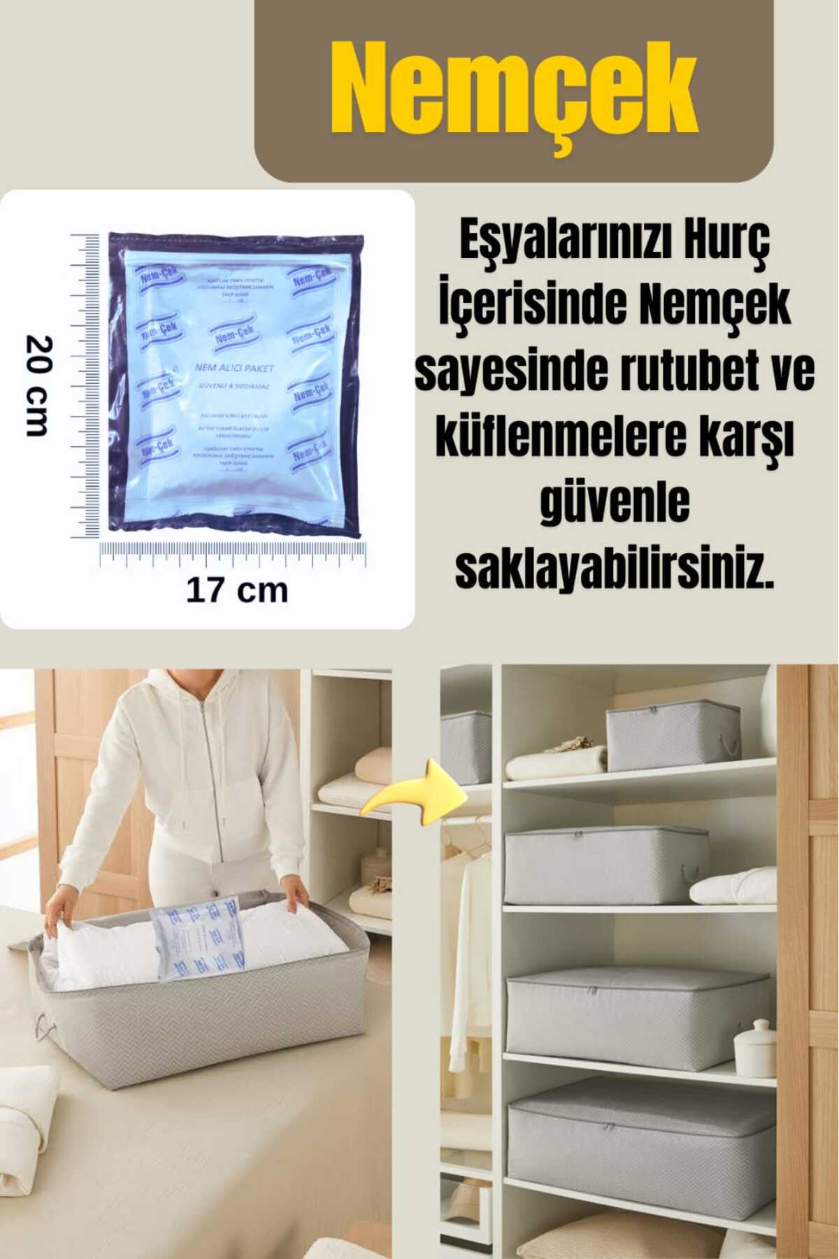 Ev Nemçek, Nem Alıcı Tutucu Rutubet Giderici Önleyici Korozyon Önleyici Koku Giderici 250 gr 1 Paket
