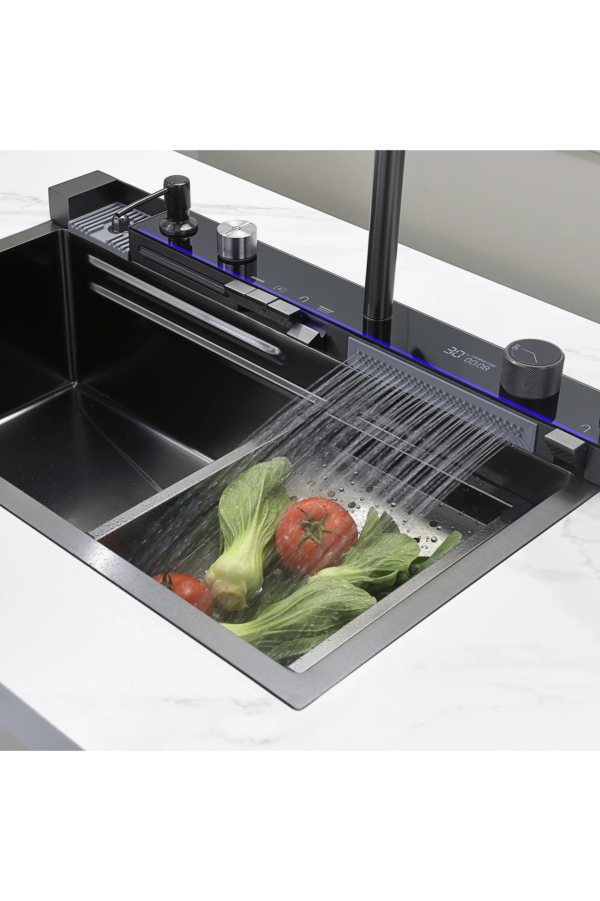 Teknolojik Akıllı 304 Paslanmaz Çelik Full Set Antasit Gri Piyano Tuşlu Evye Seti