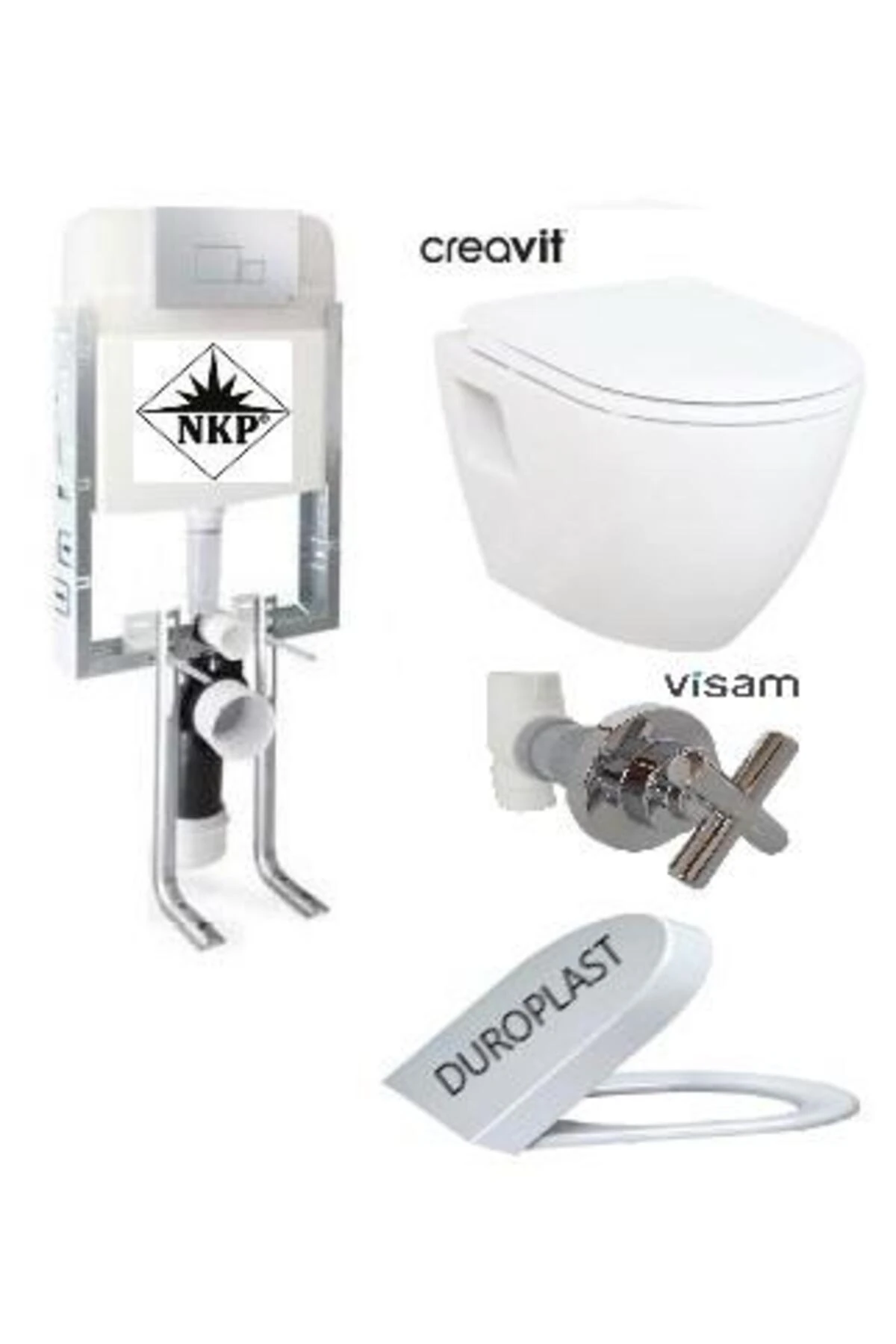 NKP GÖMME REZERVUAR + ARA KESME + TP325 CREAVİT ASMA KLOZET + HİSAR KAPAK