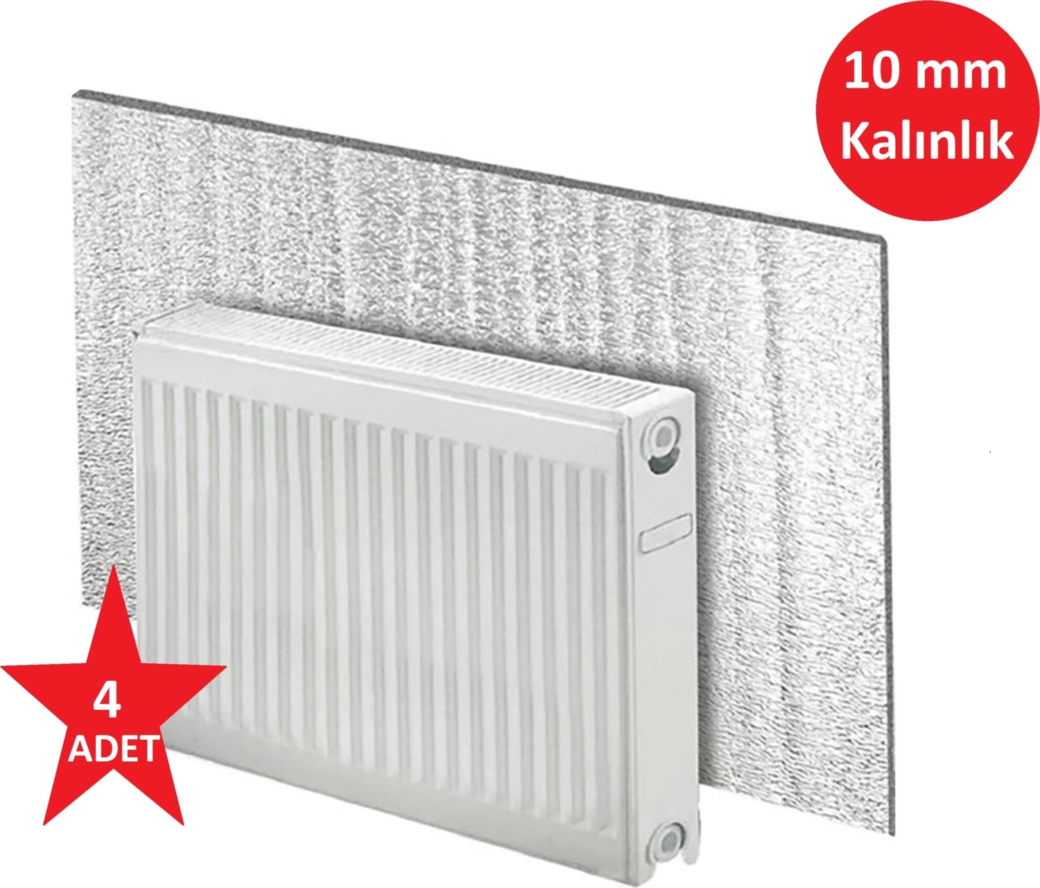 Kalorifer Arkalığı Petek Arkası Yalıtım Levhası Radyatör Isı Sıcaklık Kaybı Önleyici Yönlendirici Tasarruf Plakası Plaka Panel 4'lü