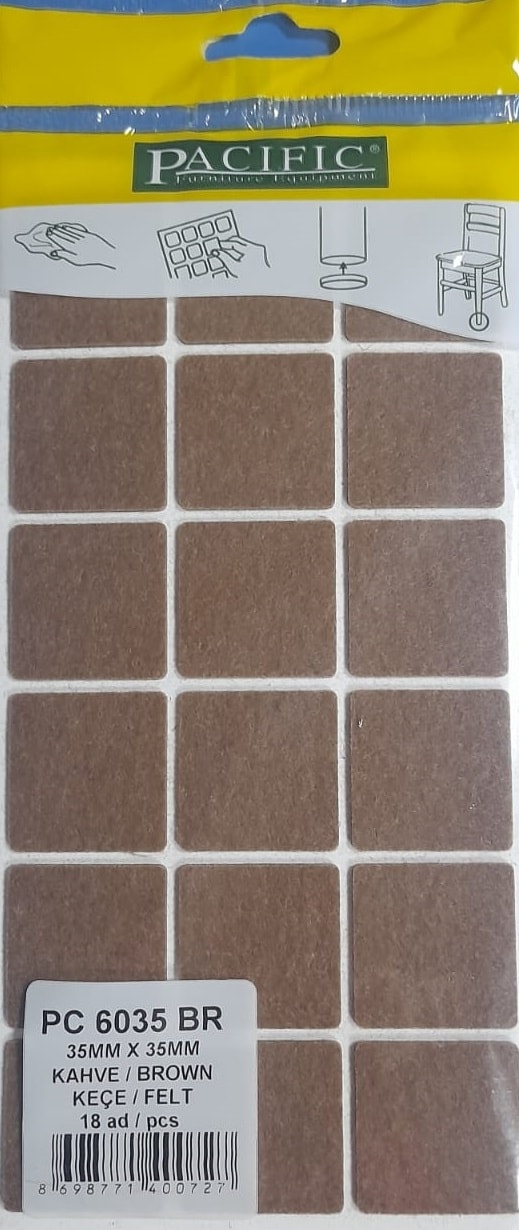 Yapışkanlı Keçe 35X35 mm Kare