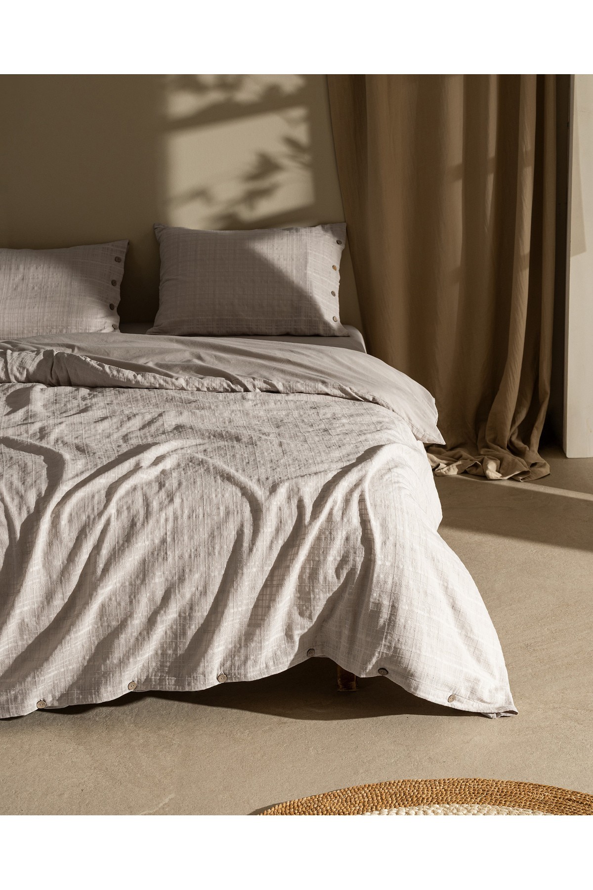 Lumiere King Size %100 Pamuk Armürlü Nevresim Takımı - Beyaz