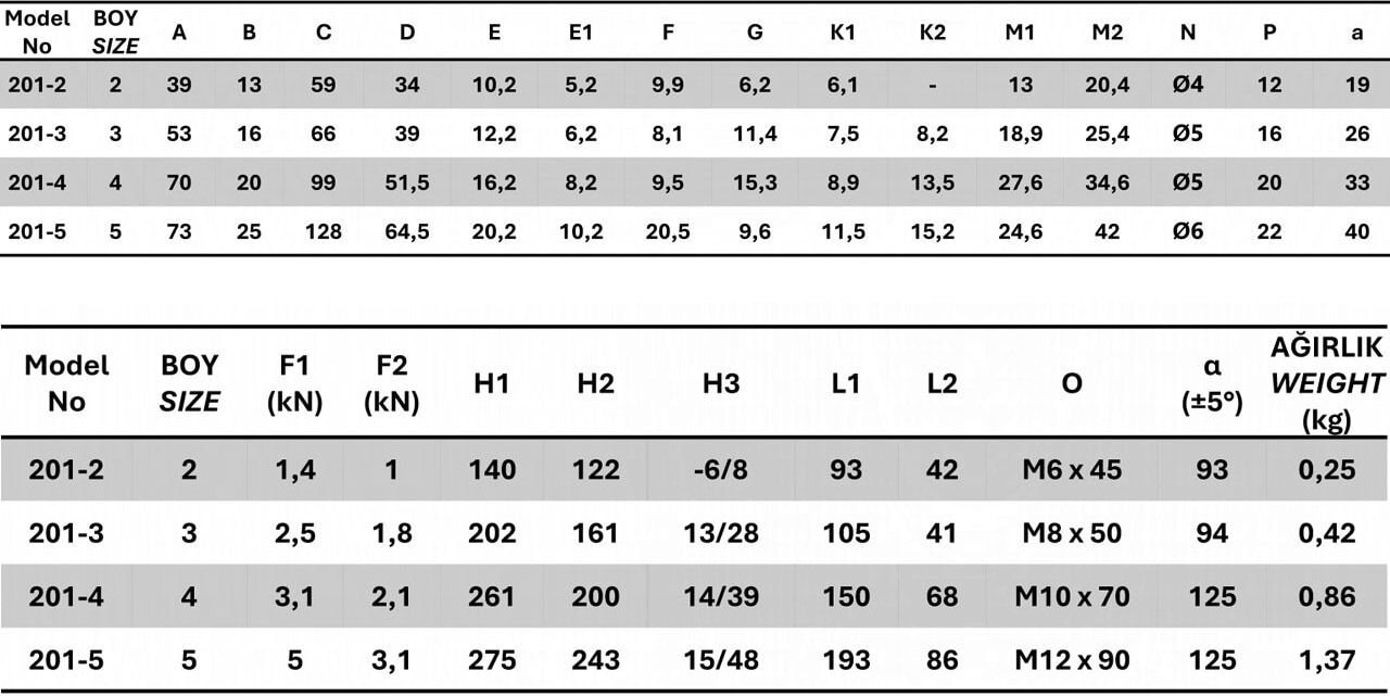 201-5 Dikey Tabanlı Yatay Bağlantı Elemanı 23728