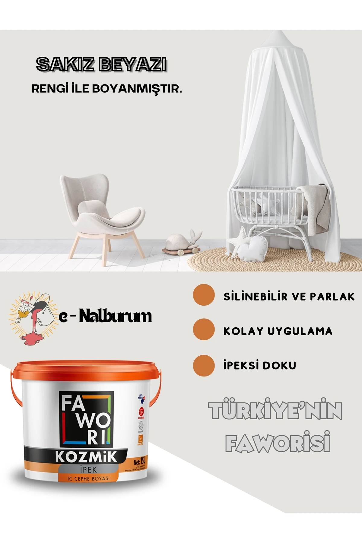 Kozmik İpek Tam Silinebilir-Silikonlu İpeksi Mat İç Cephe Boyası 2.5lt-Sınırsız Renk