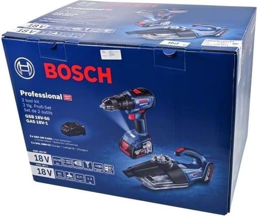 BOSCH Professional Gsb 18V-50 Akülü Darbeli Delme Vidalama Makinesi + Gas 18V-1 Akülü Süpürge (18 V