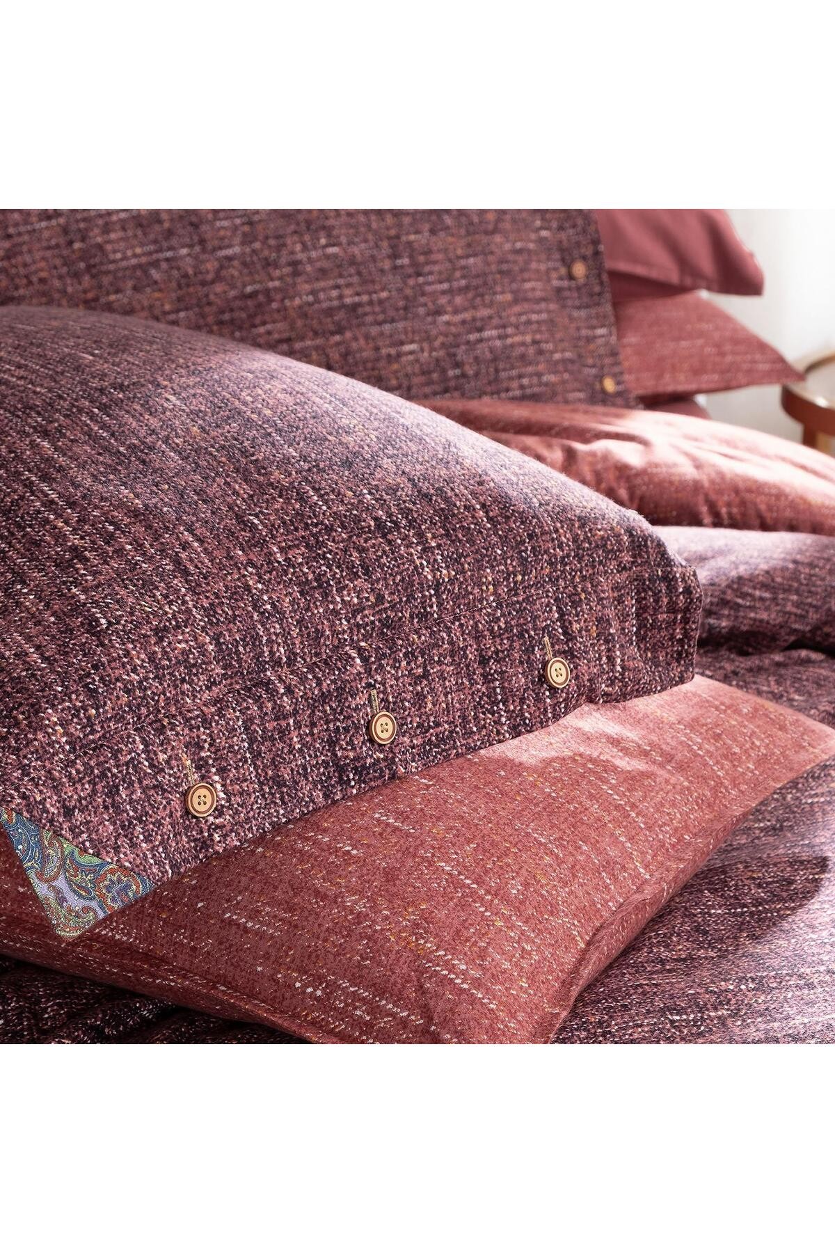 Glamis Çift Kişilik %100 Pamuk Flanel (Pazen) Nevresim Takımı Bordo