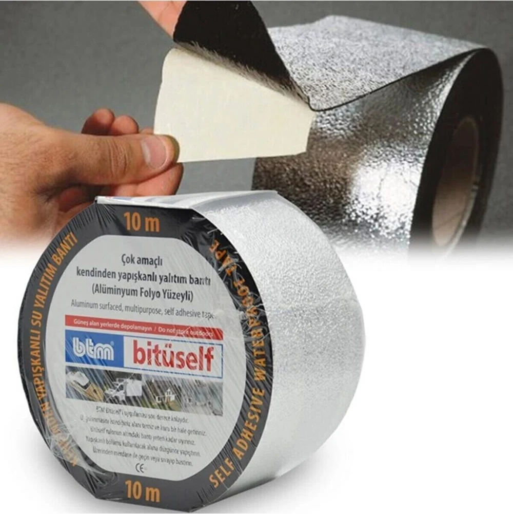 Bitüself Izolasyon ve Su Yalıtım Bandı 10 cm x 10 mt Alüminyum Bant