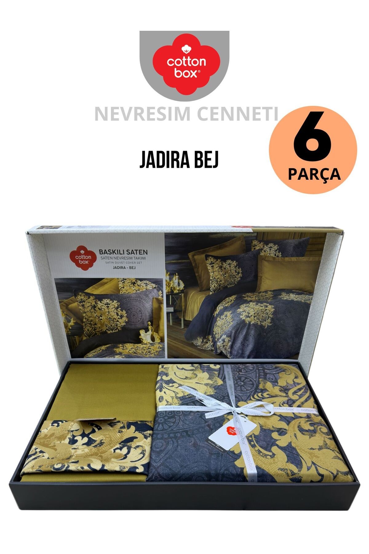 Jadira bej Çift Kişilik Pamuk Saten Nevresim Takımı