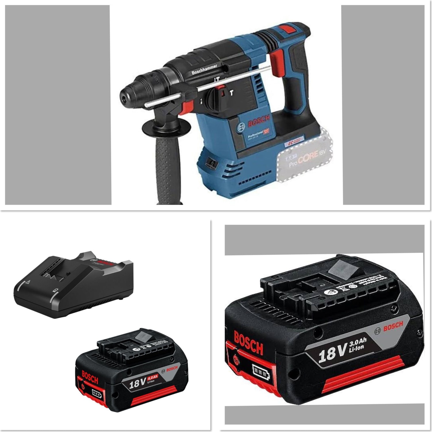 BOSCH Gbh 18V-26 Kırıcı Delici (Karton Kutu) 1 Ad 4.0 Ah + 1 Ad 3.0 Ah Akü