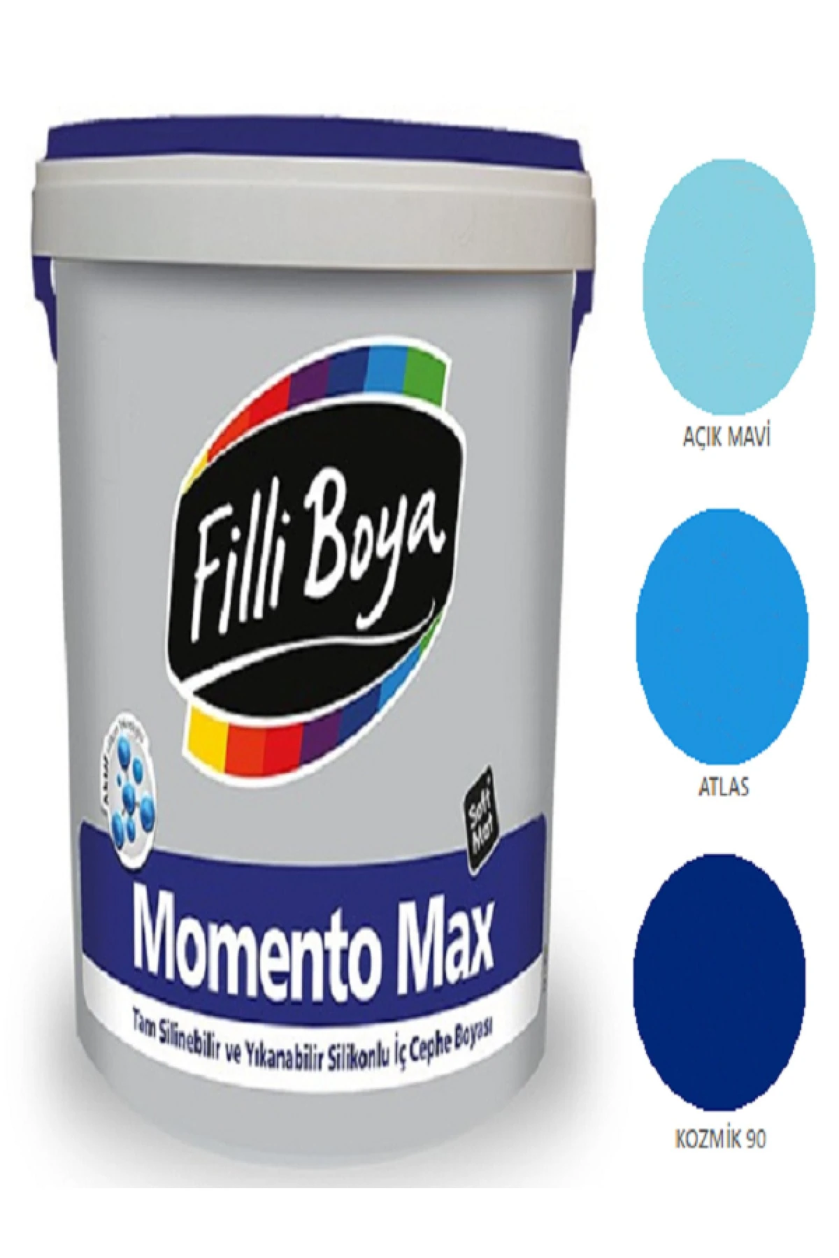 Filli Momento Max Tam Silinebilir Yıkanabilir Silikonlu Mat Boya 15lt (açık Mavi)