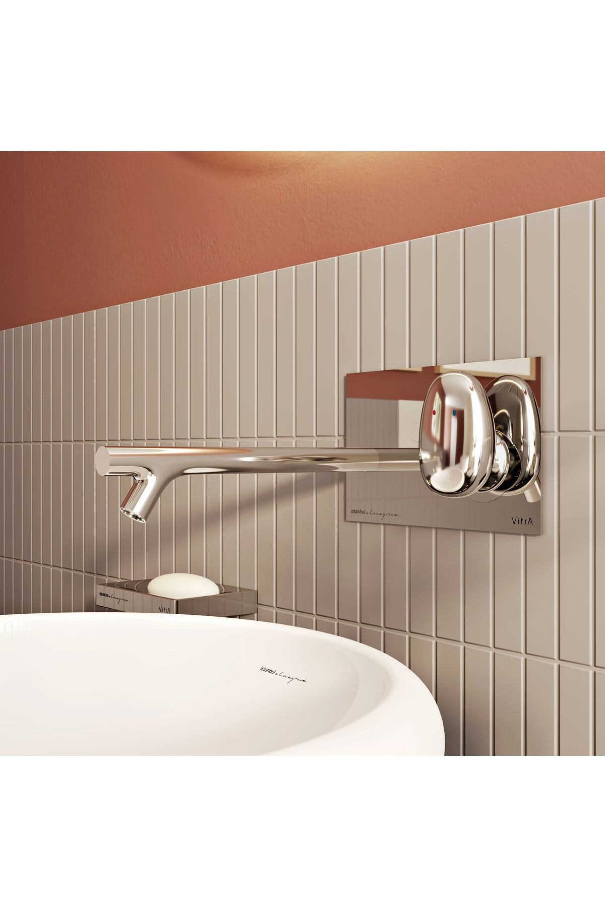 İstanbul A42231 Ankastre Lavabo Bataryası, Uzun, Sıva Üstü, Krom