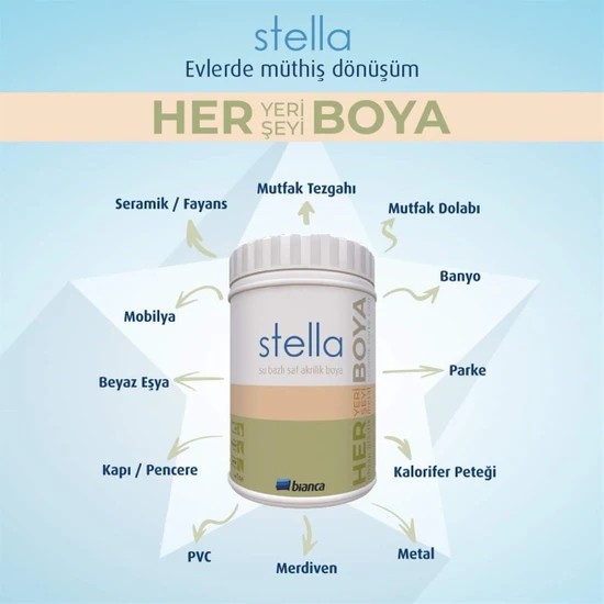 Stella Su Bazlı Saf Akrilik Boya Kırık Beyaz