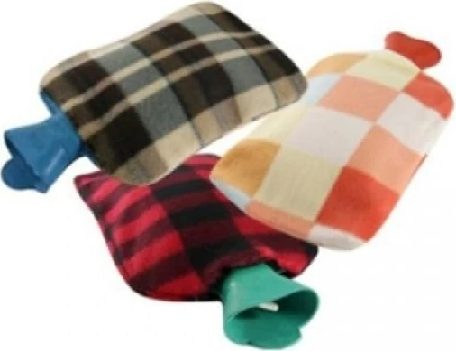 Polar Kılıflı Sıcak Su Torbası, Ekose Desenli, Kauçuk Malzeme, Sıcak ve Soğuk Terapi Için