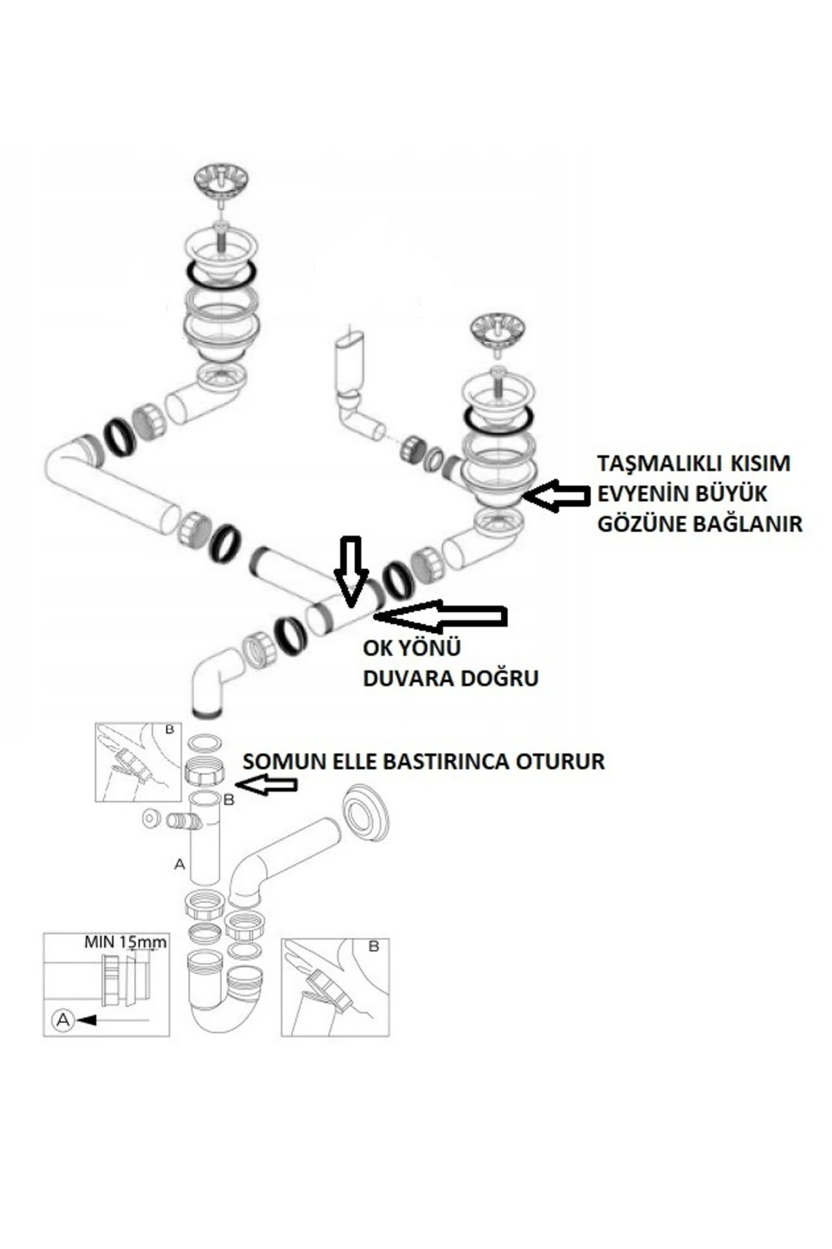 1,5 Göz Evye Sifon Takımı Made In Italy