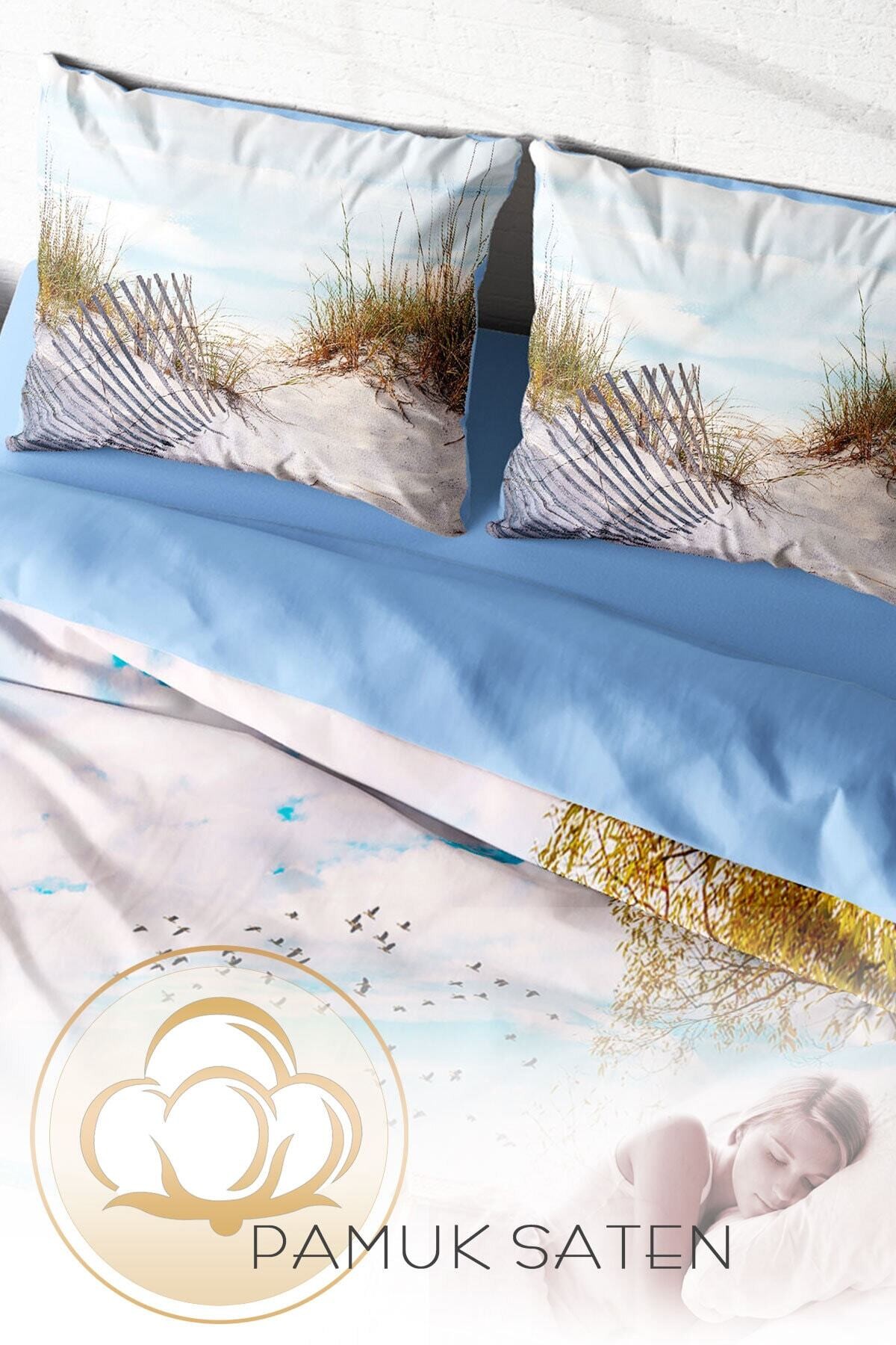 Kıng Sıze Reeds 3d Dijital Baskılı Çift Kişilik Nevresim Takımı 220x240cm