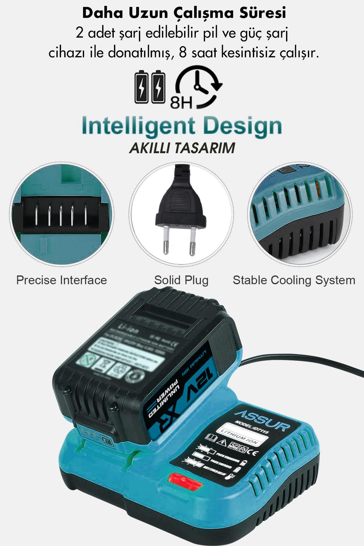 12v Çift Akülü Vidalama Metal Şanzıman Şarjlı Matkap