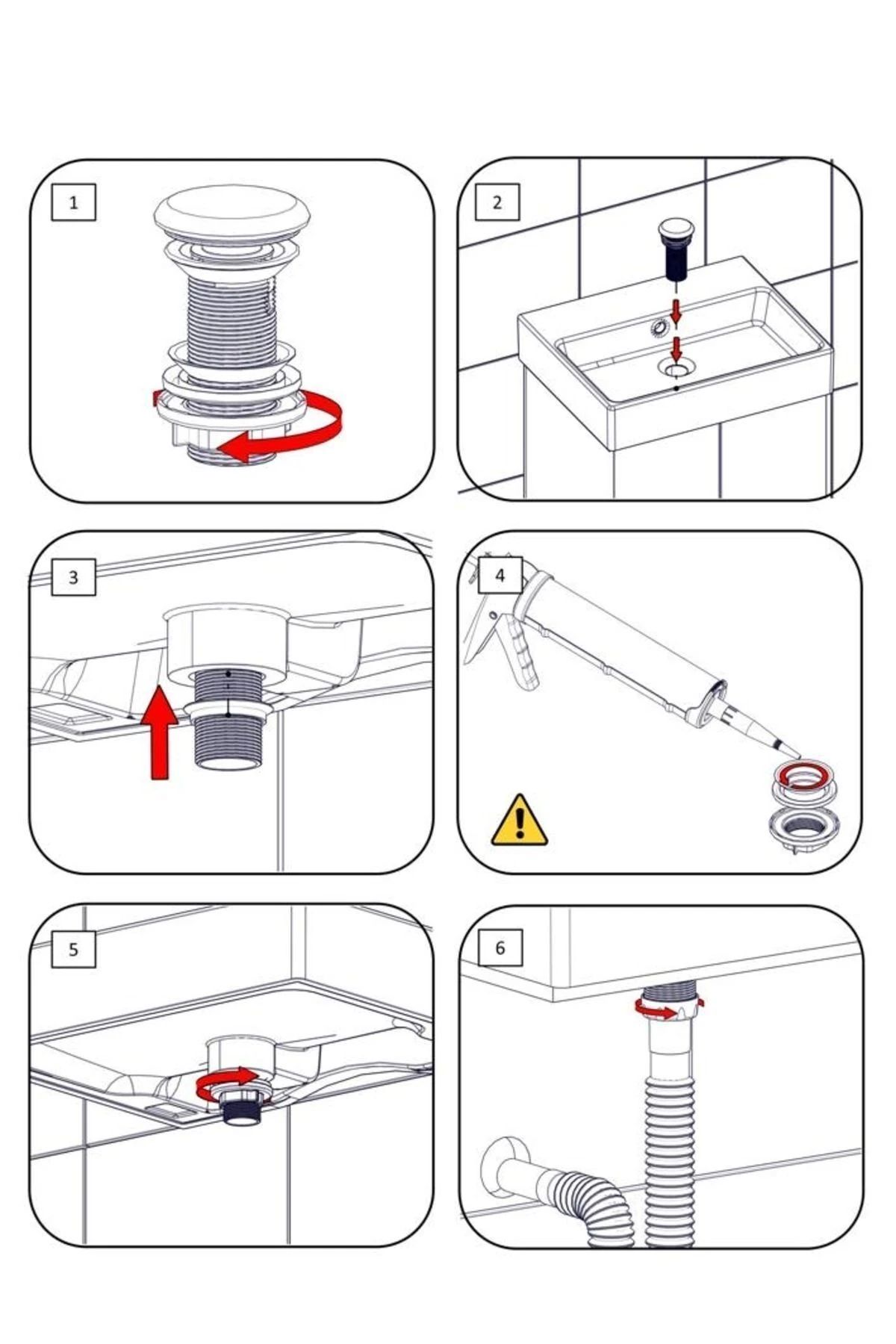 Iz Yapı Taşmalı Aç Kapa Körüklü Lavabo Sifonu Metal Krom Kapaklı