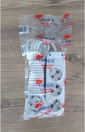 5 Metre Kablolu Topraklı Ara Kablosu Uzatmalı Seyyar 3lü Grup Priz