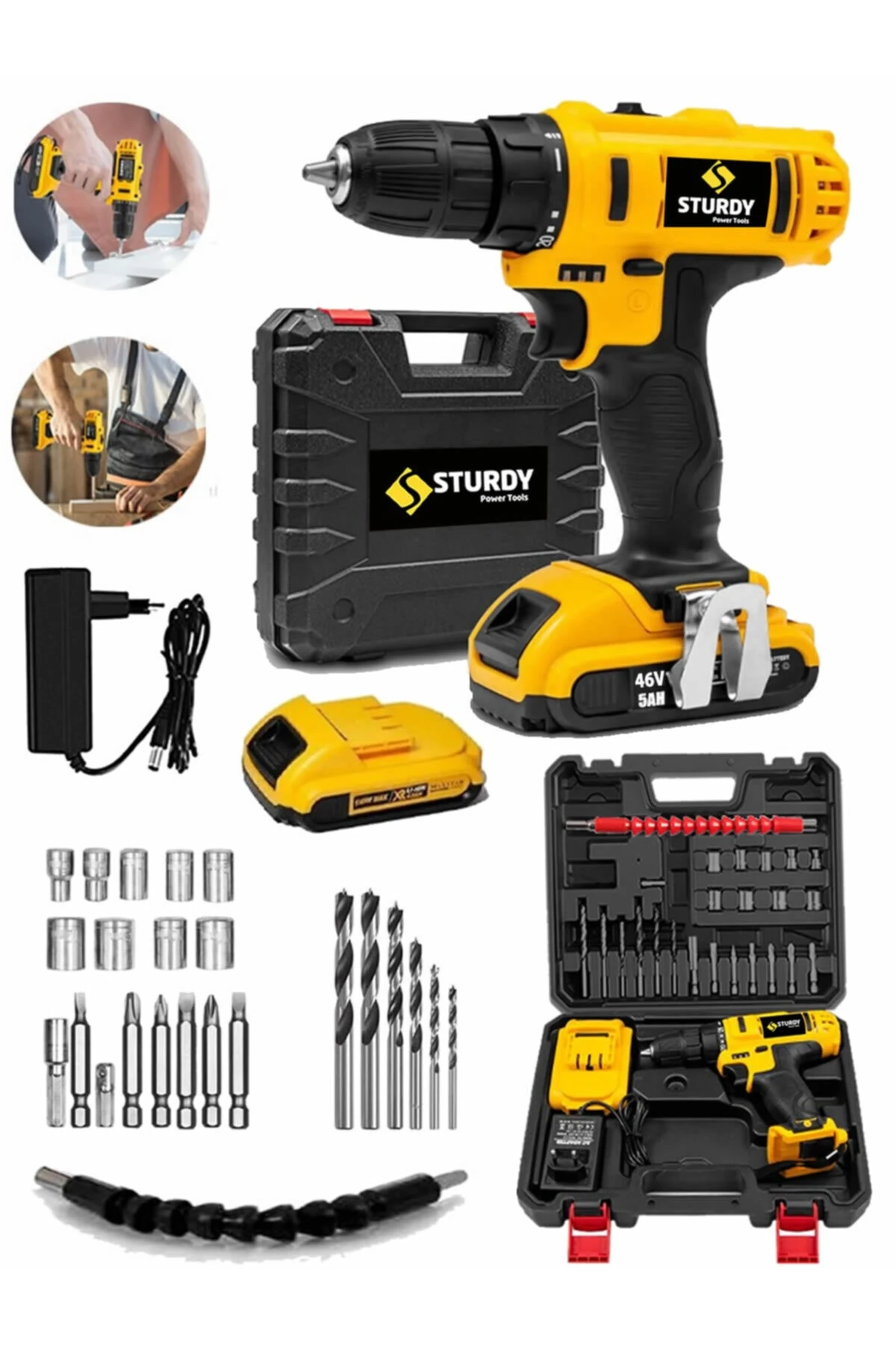 Japon Technology 58h1f Darbeli 2026 New Metal Şanzuman Şarjlı Çift Akülü Vidalama Matkap 27pr Set