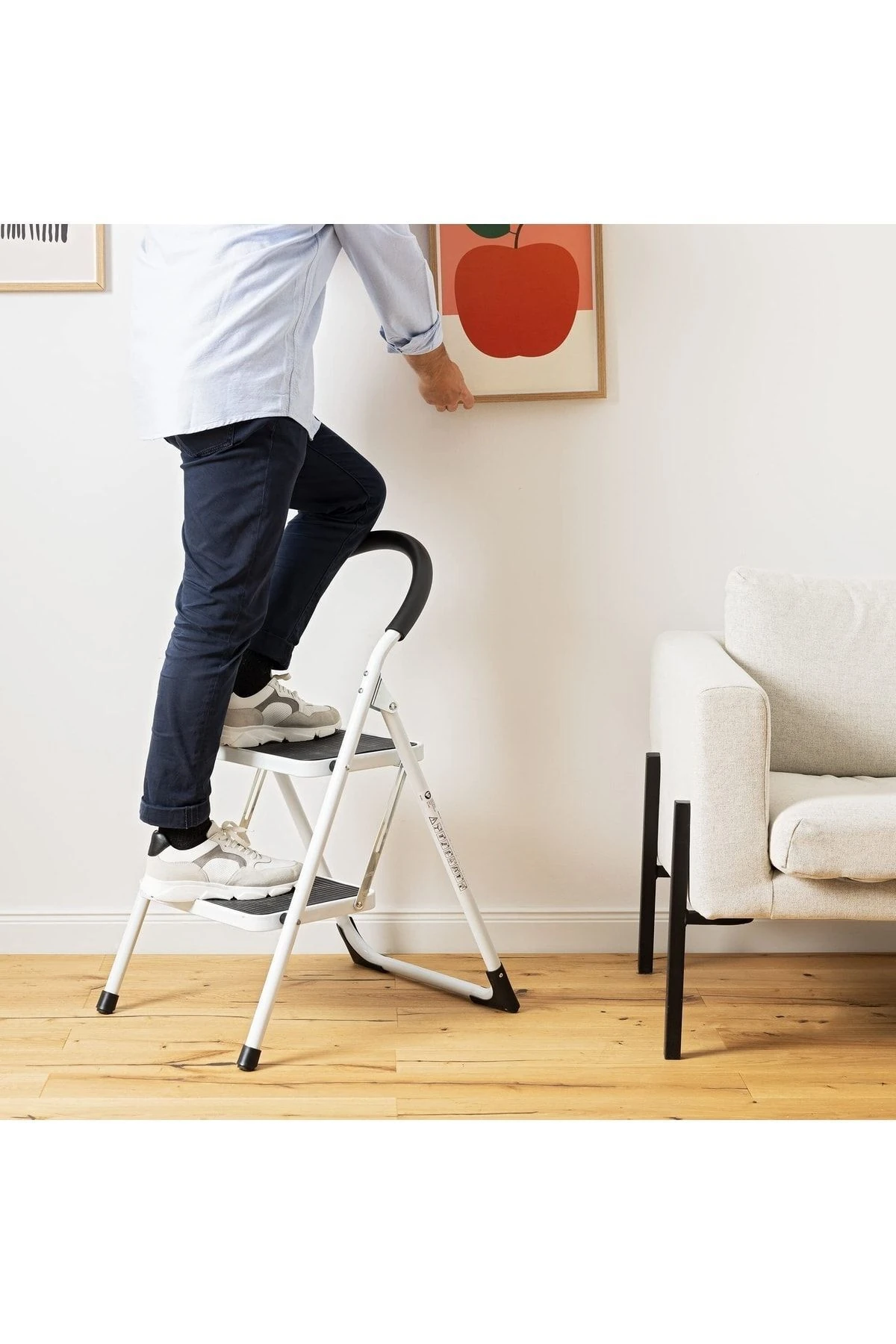 Katlanabilir Ev Ofis Için Merdiven Katlanır 2 Basamaklı Metal Kütüphane Mutfak Merdiveni