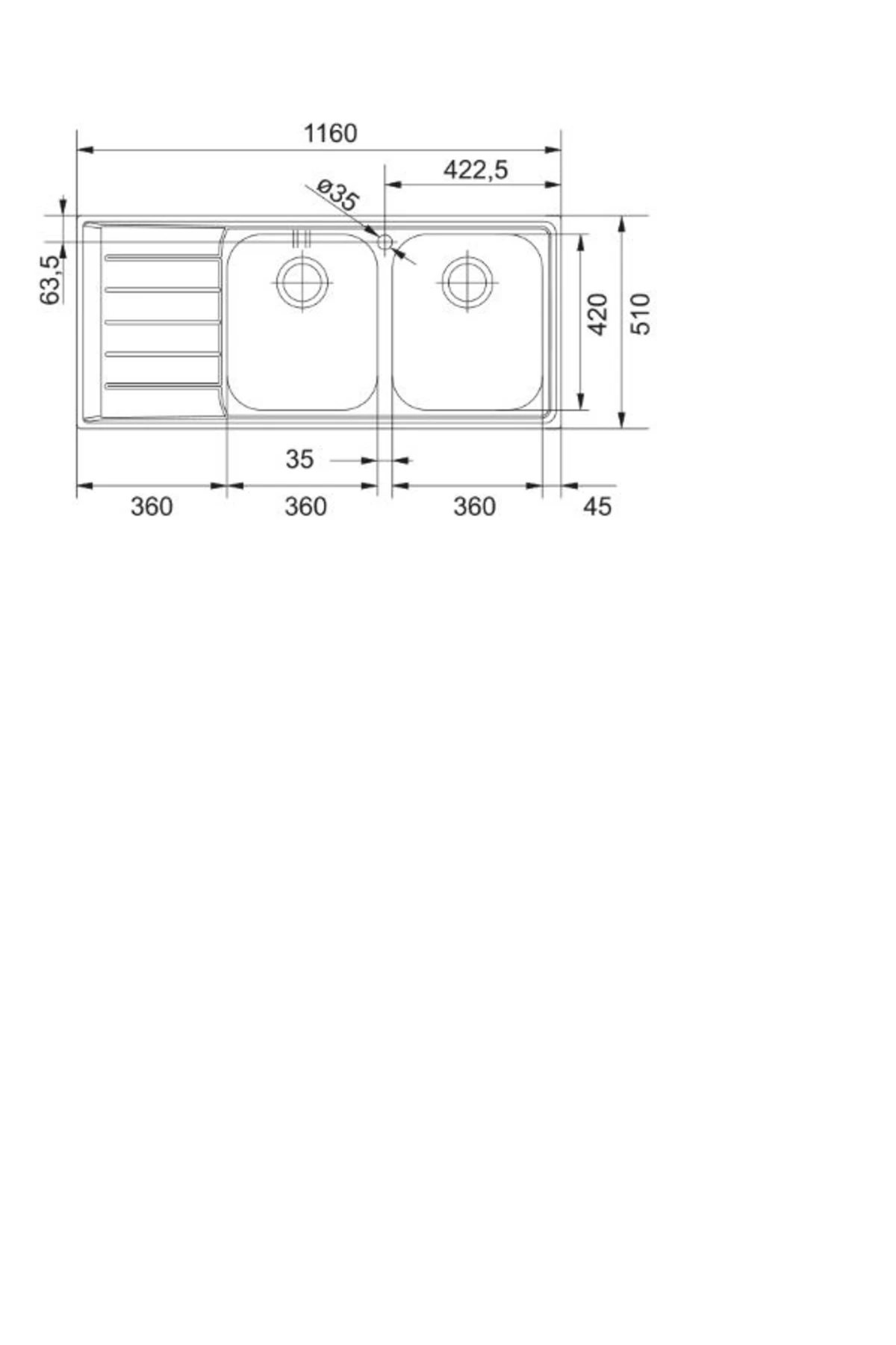 Nex 621 Sağ Damlalıklı Eviye