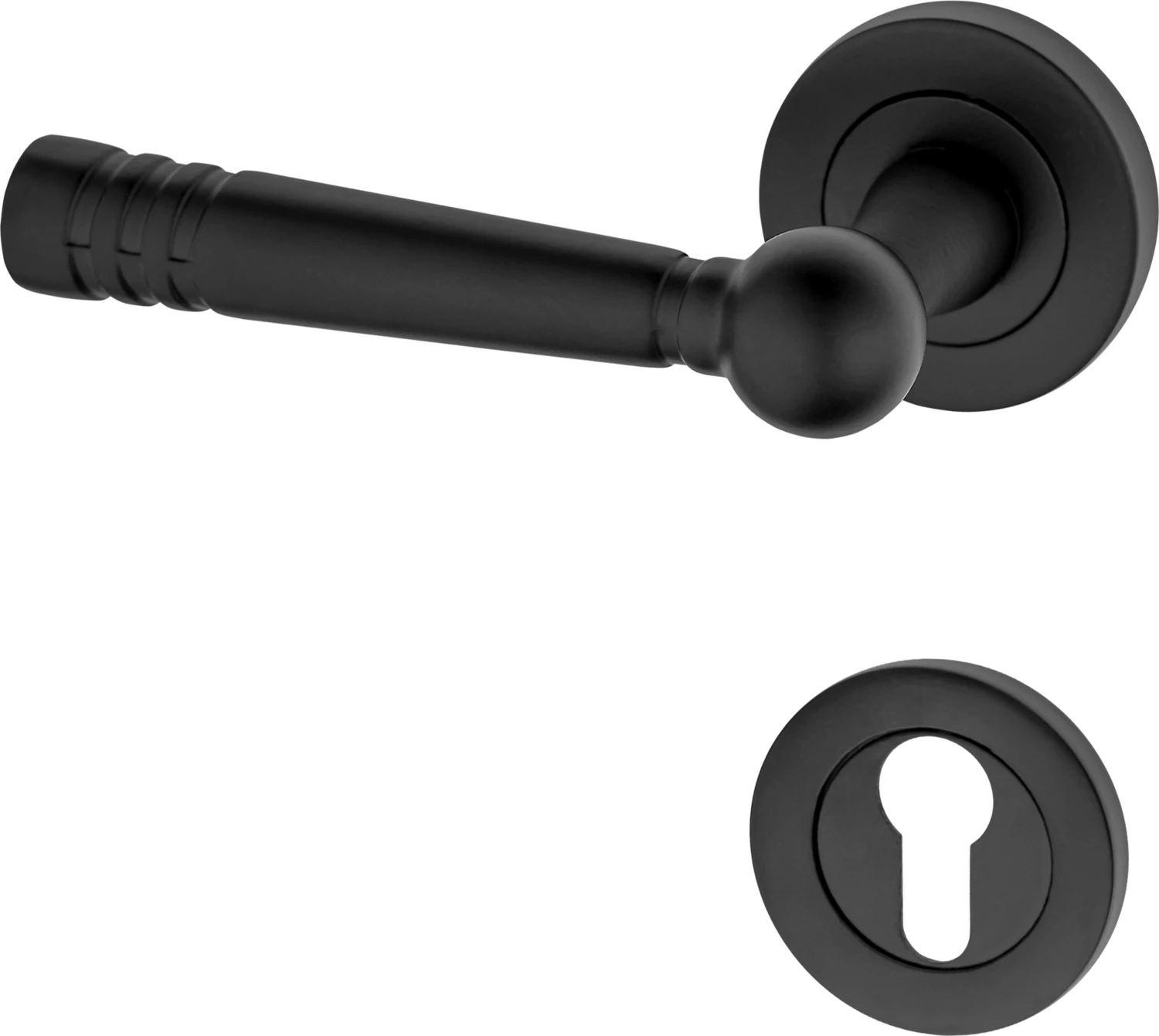 Osmanlı Rozetli Mat Siyah Çelik Yale Kapı Kolu Sol Basar Tek Yön