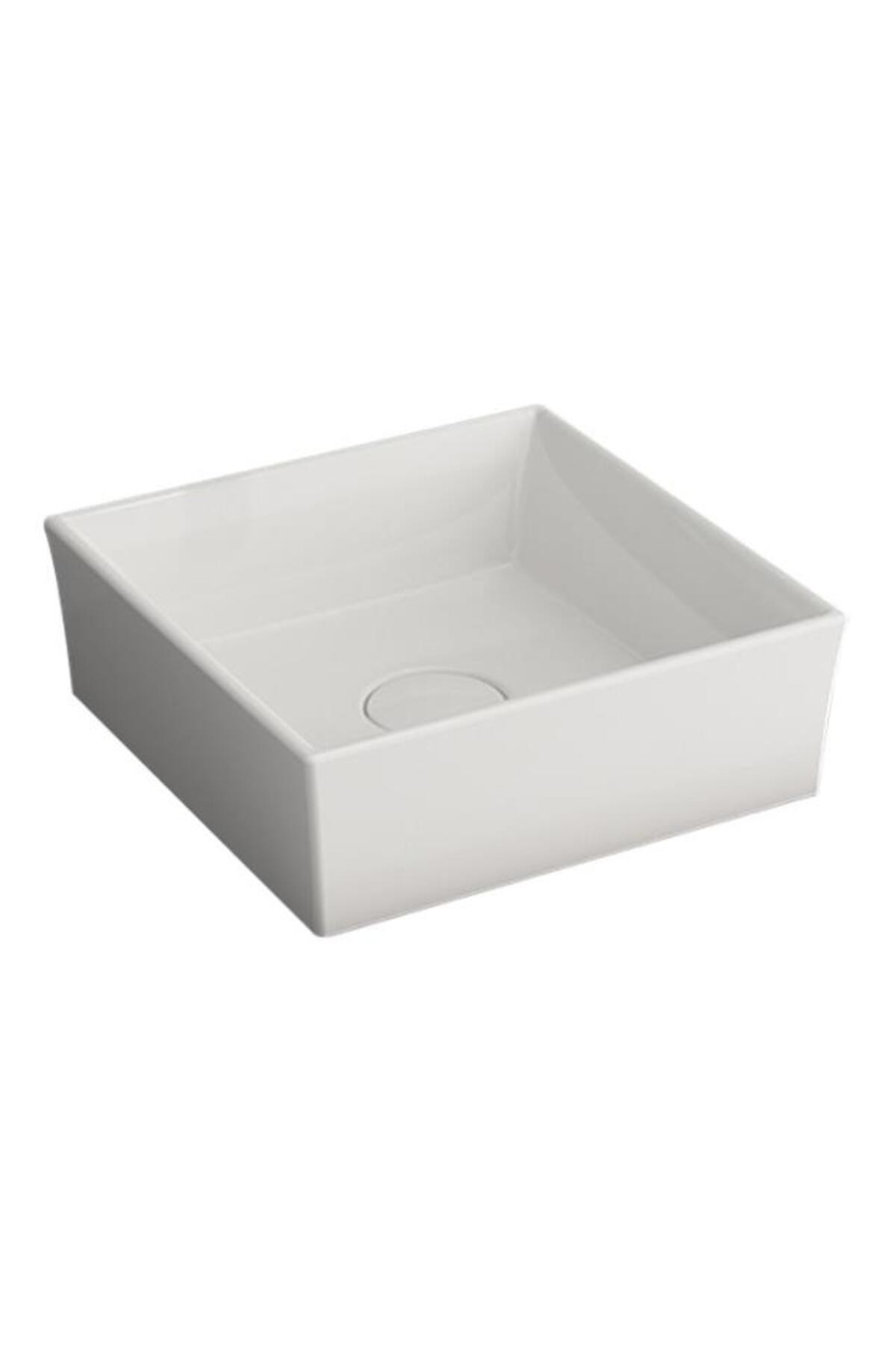 Vessel Kare Lavabo 38x38 Cm - Parlak Beyaz