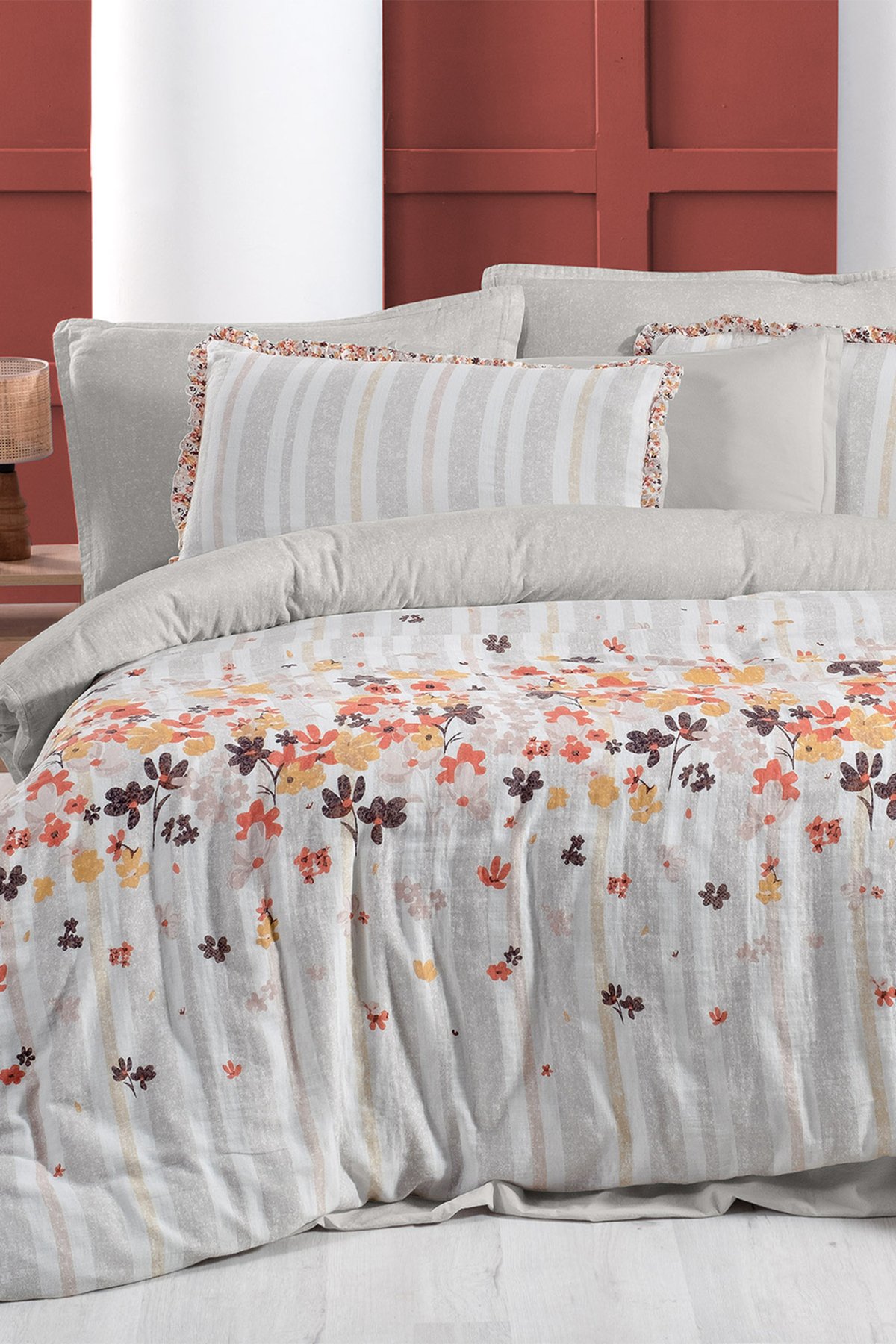 Catalina Bej Çift Kişilik %100 Pamuk Mood Comfort Müslin Nevresim Takımı