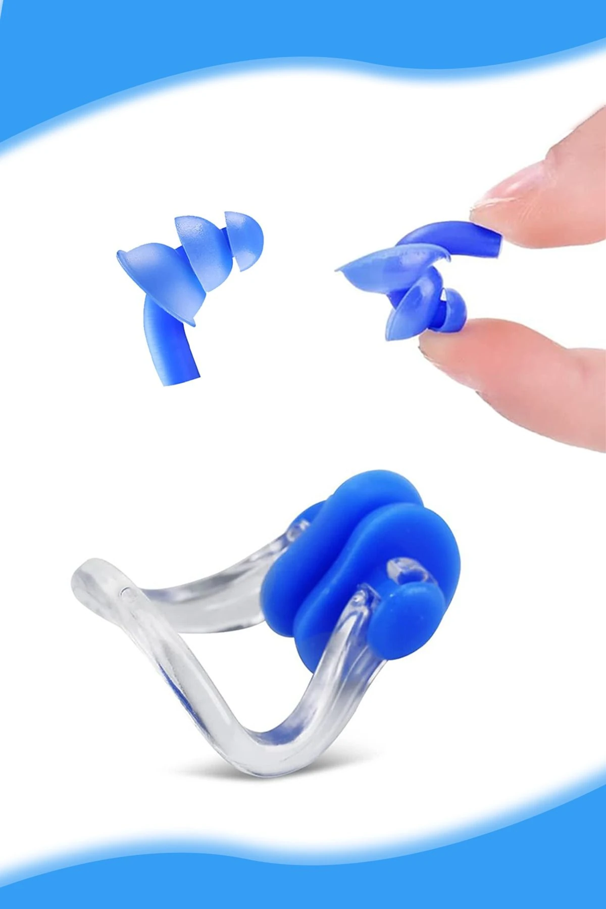 Kulak Burun Tıkacı Çocuk ve Yetişkinler İçin Uyku Havuz Deniz Silikon Yıkanabilen Kulak Tıpası Seti