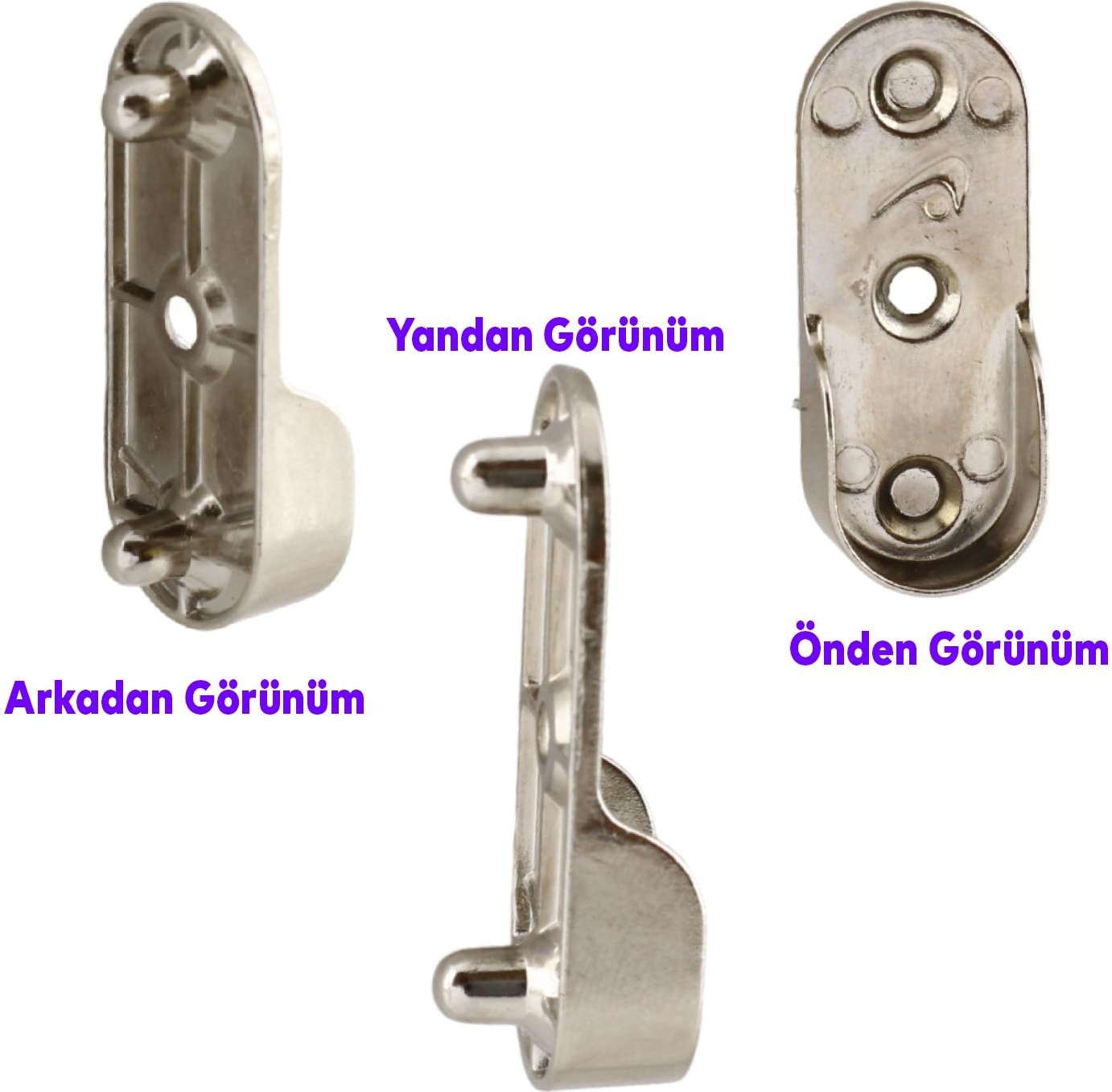 Boru Askı Flanşı Oval Dolap İçi Boru Sabitleme Kıyafet Elbise Askı Flanş Aparatı Krom 45 mm (2 Adet)