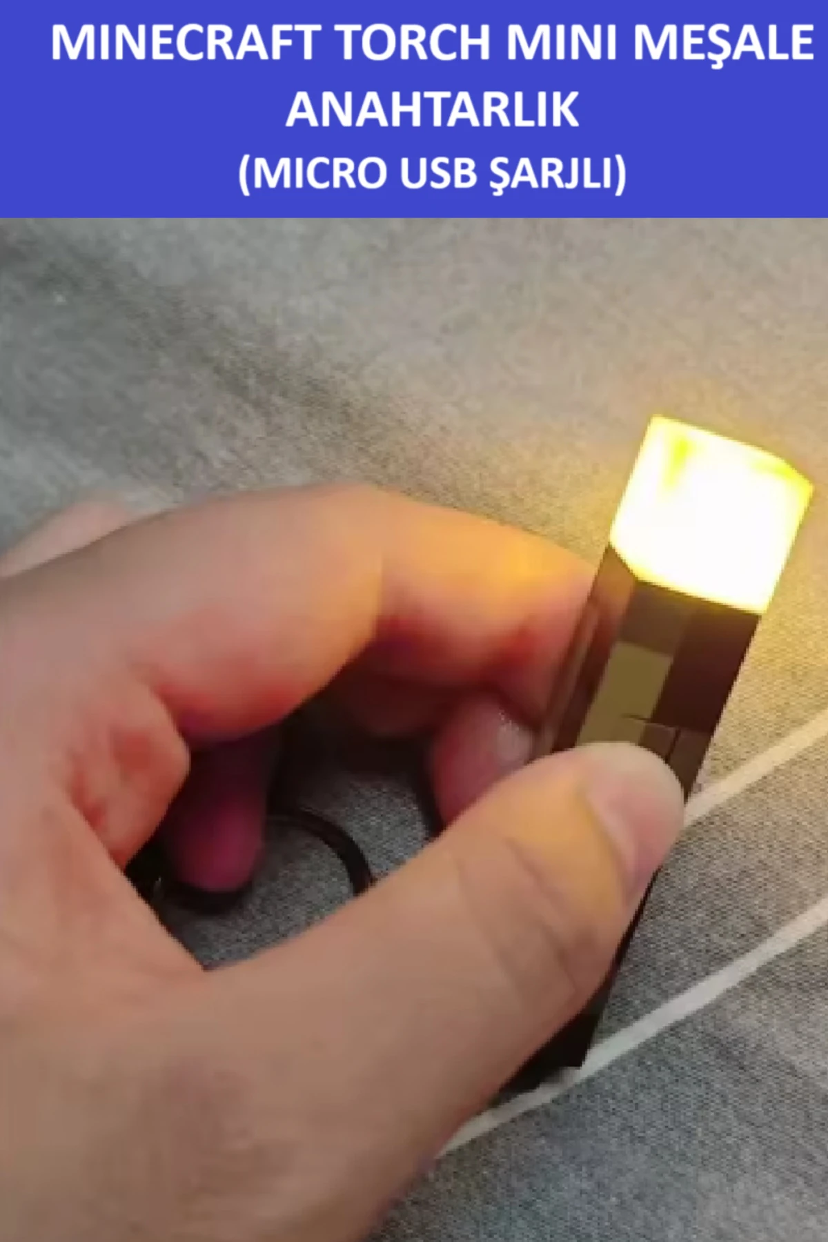 Minecraft Torch Anahtarlık - Meşale (Şarjlı) - Muhteşem Bir Hediye