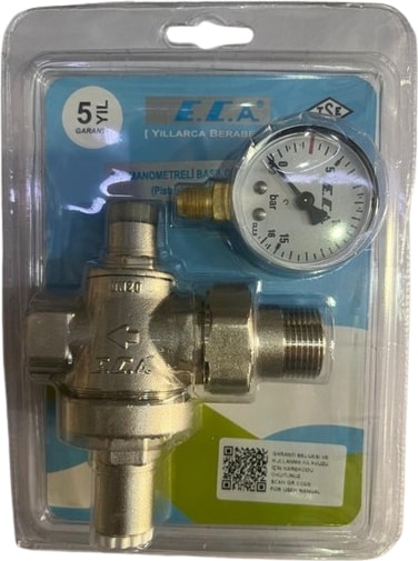 Eca 3/4 Manometreli Basınç Düşürücü Valf Vana Iç Vida x Rakorlu 602111008