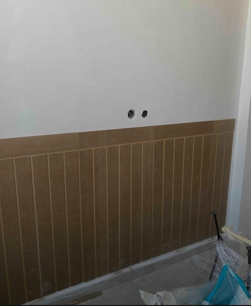 45X102 (1 Adet) Dekoratif, Duvar Çıtası Ham Ahşap Duvar Paneli, Boyanabilir, Ham, Mdf Panel