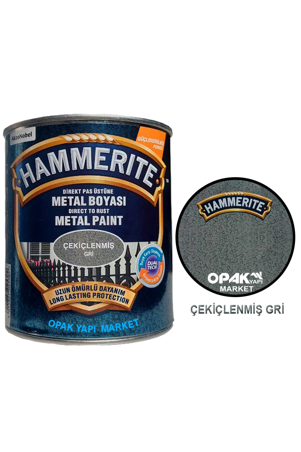 Hammerite Çekiçlenmiş Gri 2,5lt (3,5 Kg)