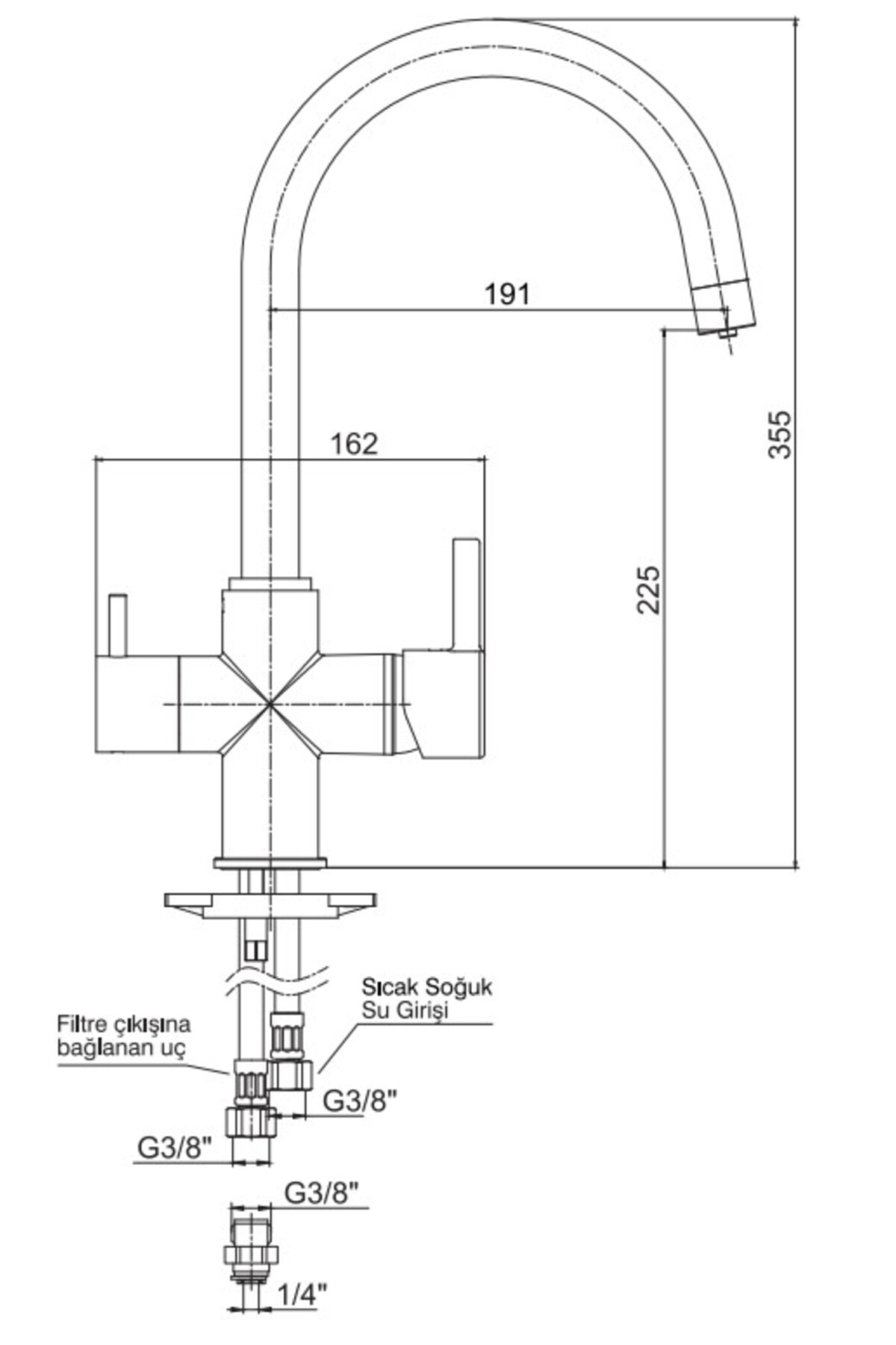 Purity Dual Flow Çift Akışlı Arıtıcı Eviye Bataryası Su Arıtma Bağlantılı 102118139H