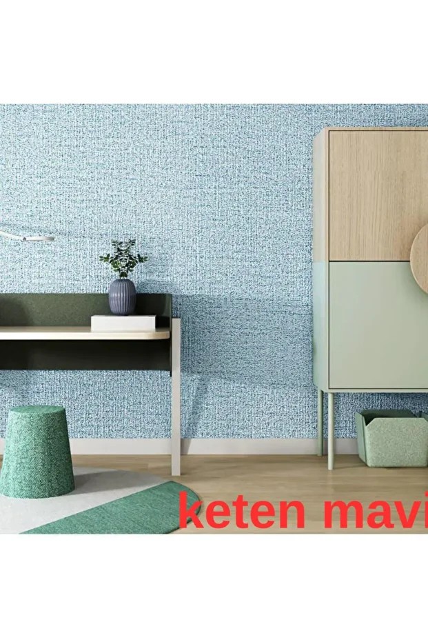 50x280cm 1Adet Keten Mavi Arkası Folyolu Yapışkanlı Yalıtımlı Boyanabilir Duvar Paneli Kağıdı RDA22