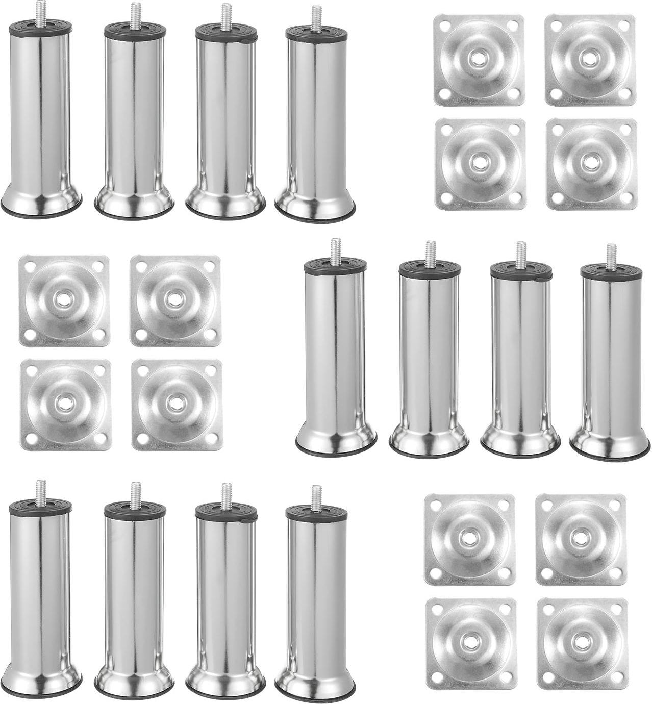 Mobilya Kanepe Baza Koltuk Çekyat 15 cm Krom Metal Yükseltme Ayağı M8 Aparatlı 12'li Set