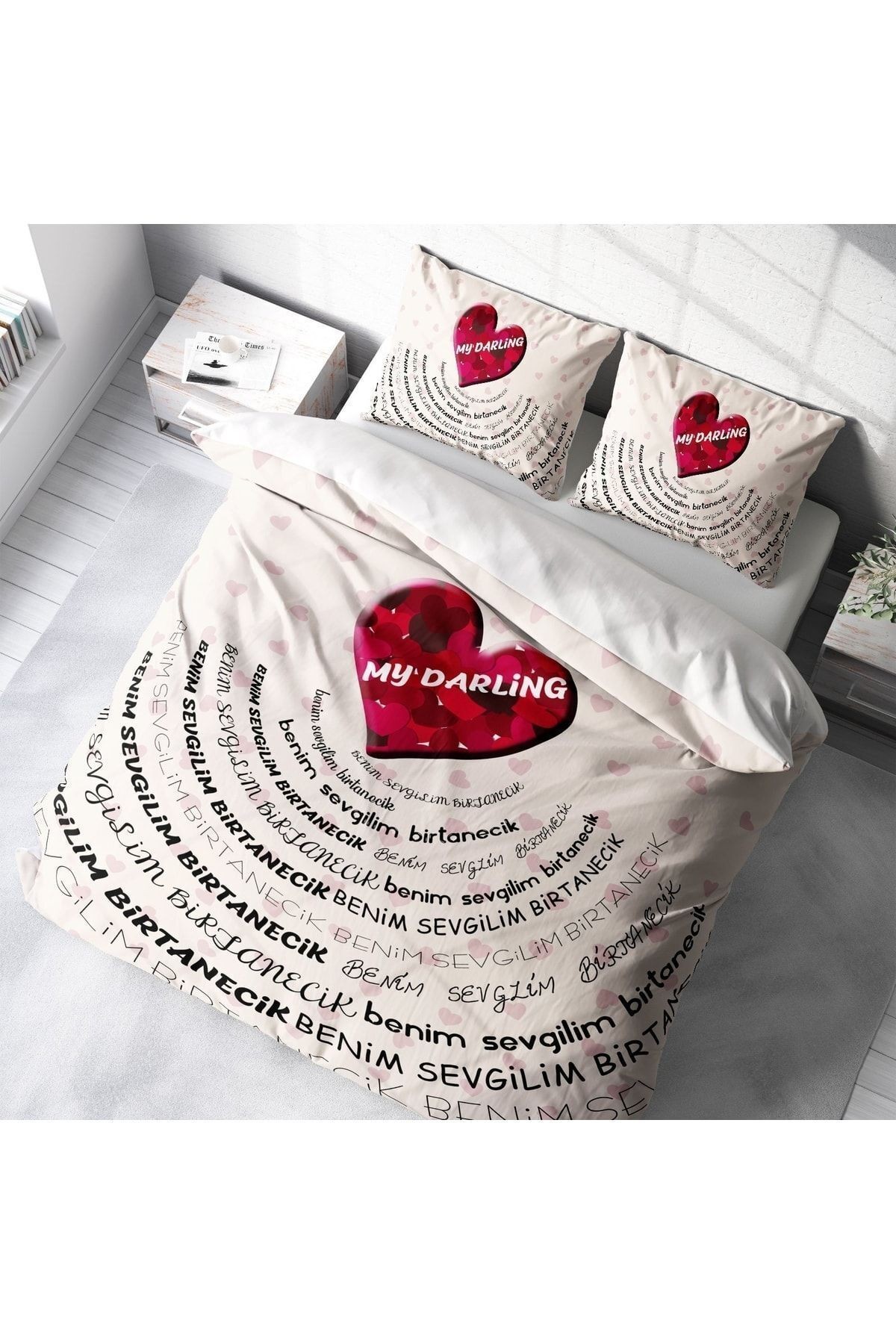 Sevgililer Günü Pamuk Saten Çift Kişilik Nevresim Takımı My Darling