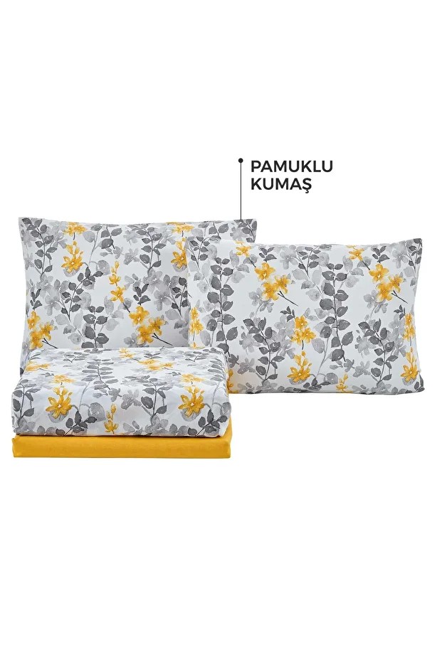 Nevresim Takımı Ranfors Çift Kişilik 4 Parça Flores Sarı