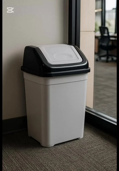 52 Lt Büyük Boy Çöp Kovası Tek Kapaklı Gri Mutfak Banyo Ofis Atık Kutusu Cafe Otel Çöp 31*43*68 Cm