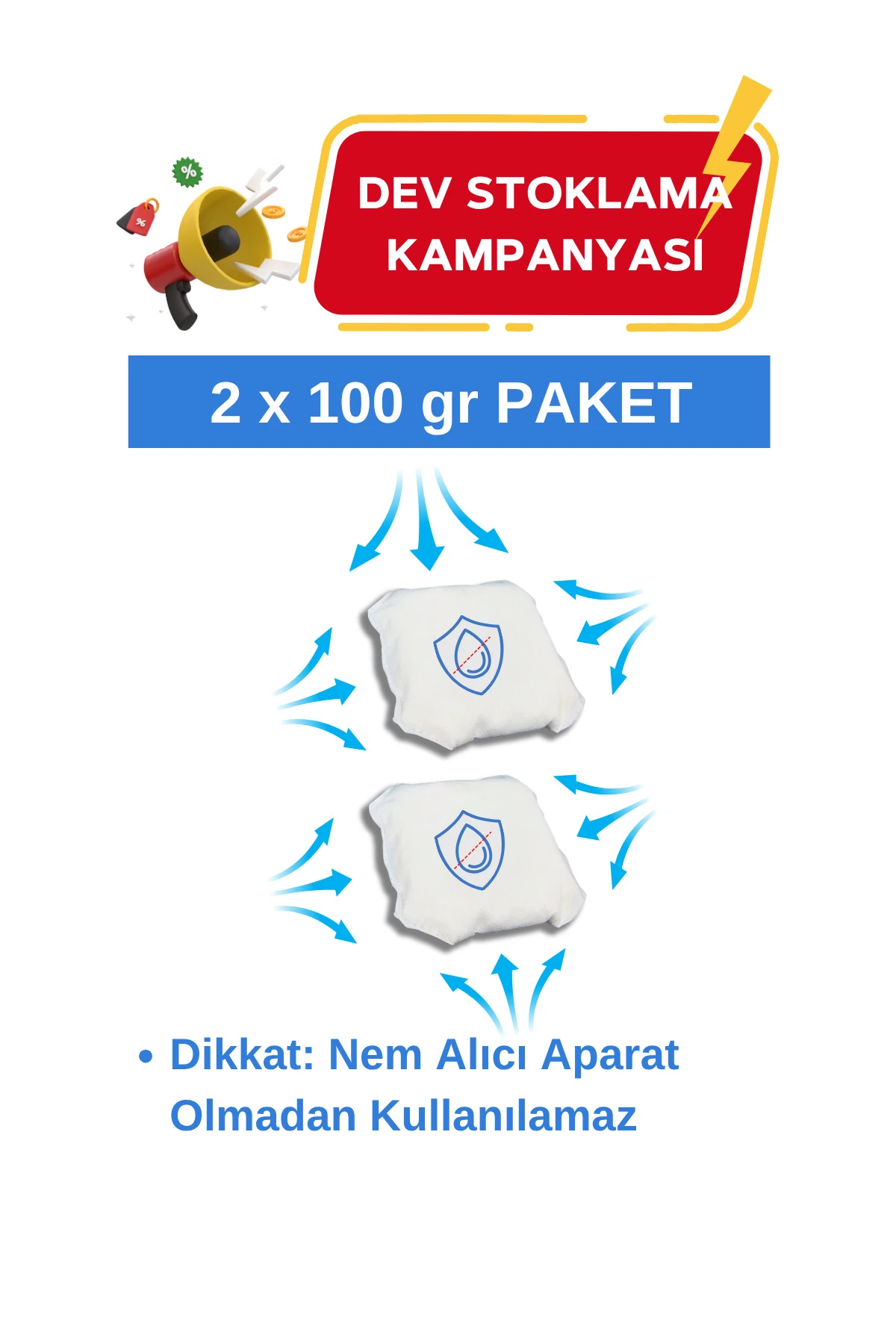 Nem Alıcı Yedek Torba toplam 200gr, 2x100gr, tüm nem alıcı kutularla uyumlu,rutubet giderici,kokusuz