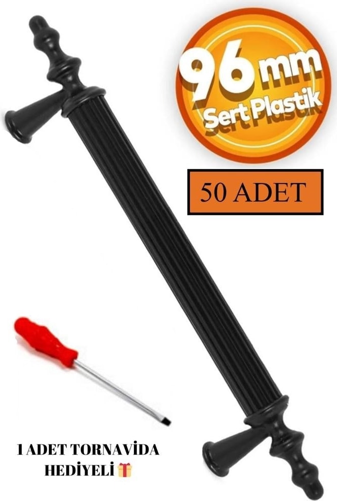 96 mm Polimer Dolap Kulpu 50 Adet Vidalı - 4X100 Tornavida Hediyeli
