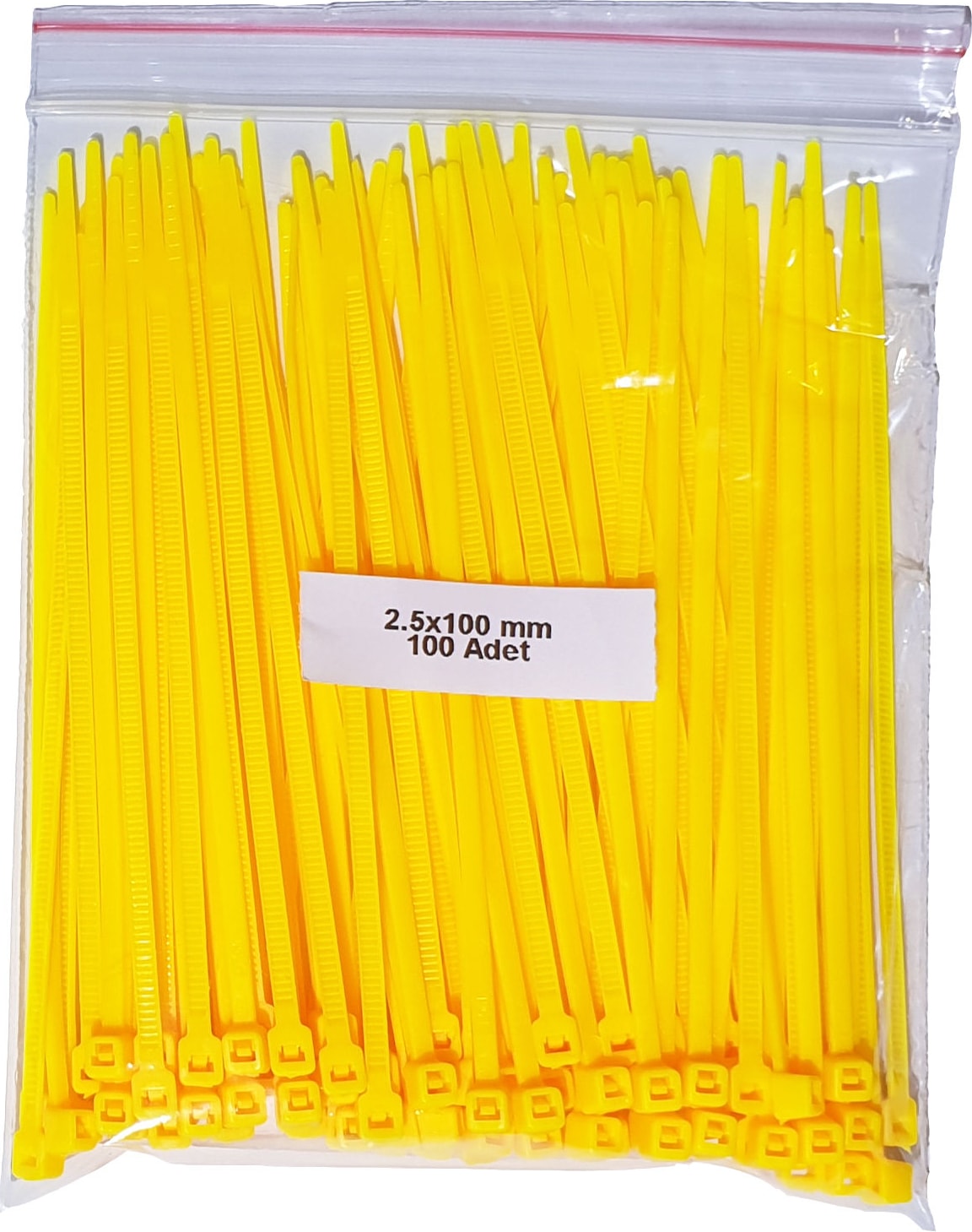 Plastik Kablo Bağı - Sarı - 2,5MMX100MM - Cırt Kelepçe (100 Adet)