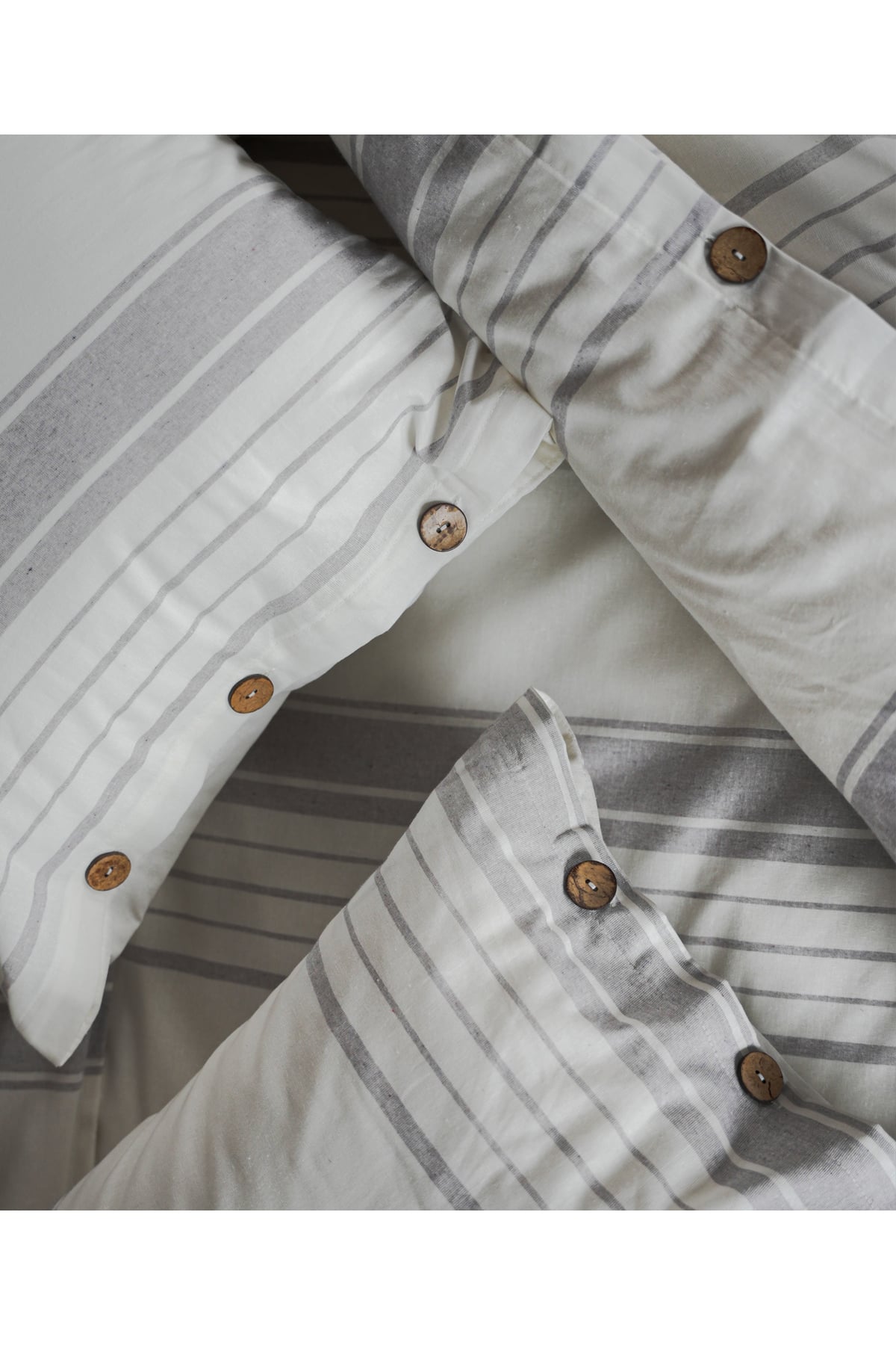Cotton Collection Tek Kişilik Çizgili Nevresim Seti Mistray