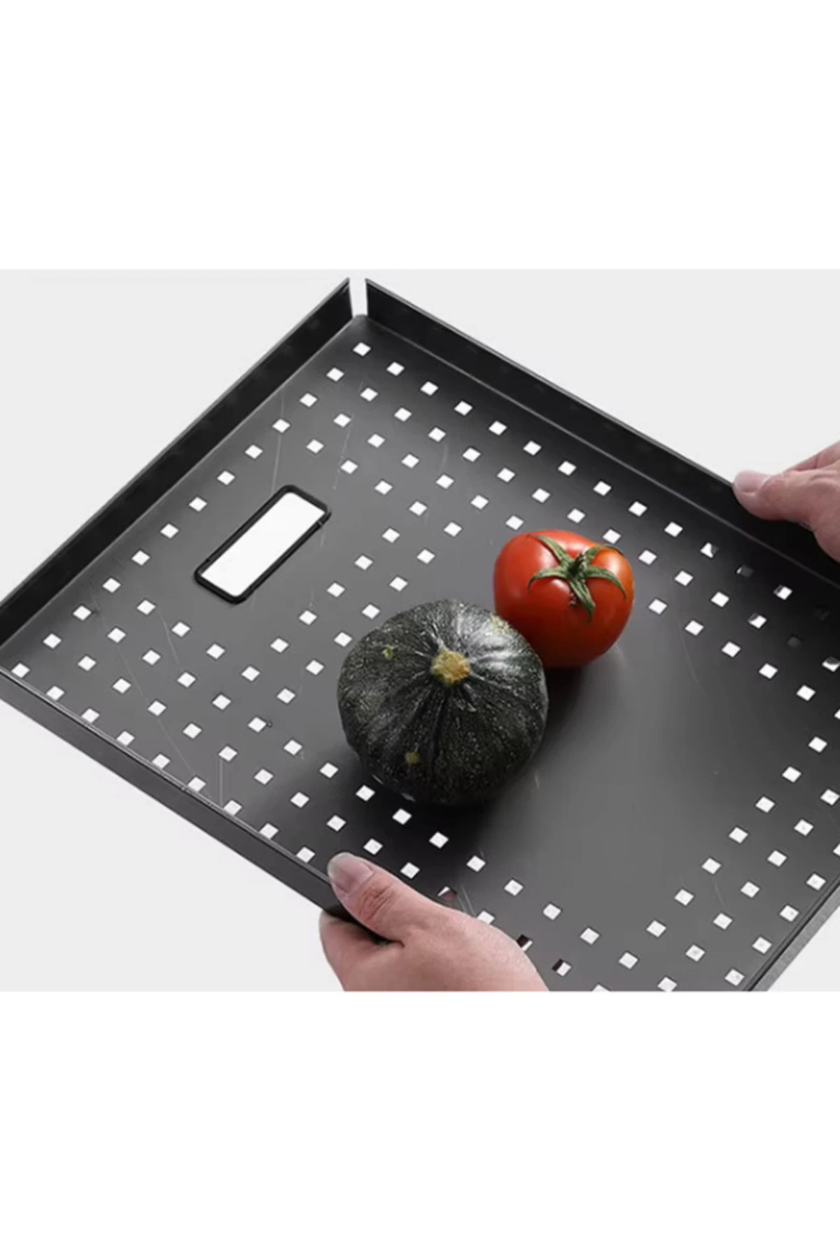 Moderno Double Paslanmaz Çelik Bardak Yıkamalı 2 Gözlü Mutfak Evyesi -Bal Peteği Yüzey 96x50cm SİYAH